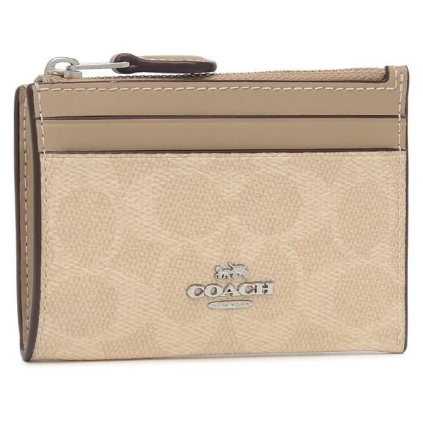 COACH Mini Skinny Id Case In Signature Canvas - Sand Taupe