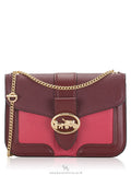 COACH Georgie Colorblock Oxblood/Wine Pebble Leather Mini Crossbody