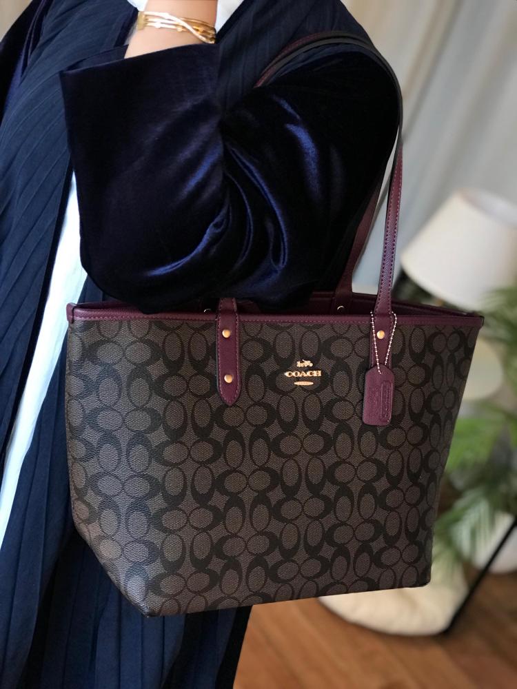 COACH City Zip Tote - Mahogany/Purple