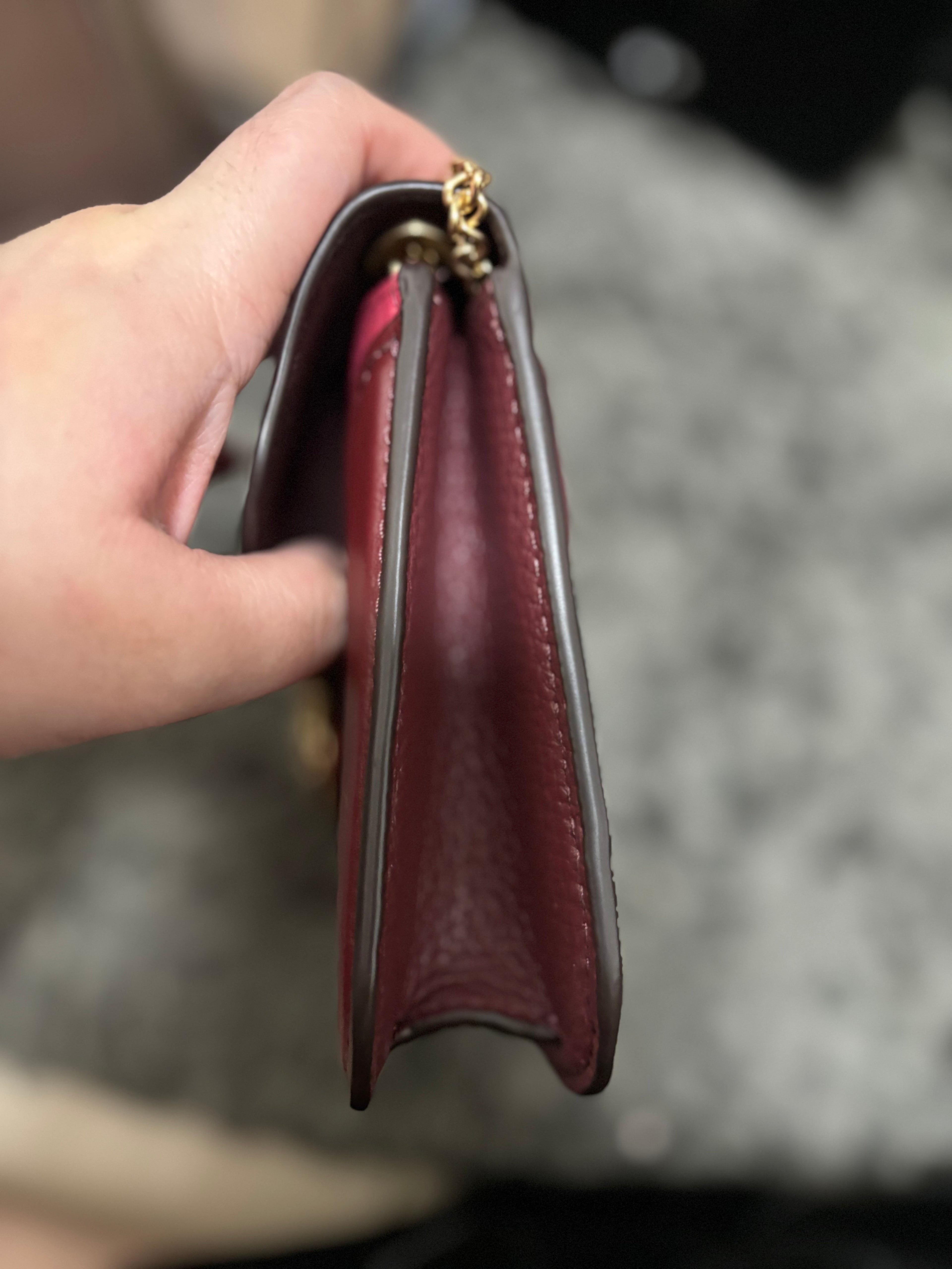 COACH Georgie Colorblock Oxblood/Wine Pebble Leather Mini Crossbody