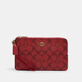 COACH Corner Zip Wristlet In Signature Canvas - Charcoal/Black