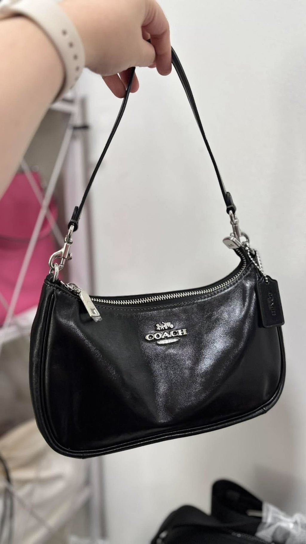 Coach Teri Shoulder Bag in Smooth Black Leather