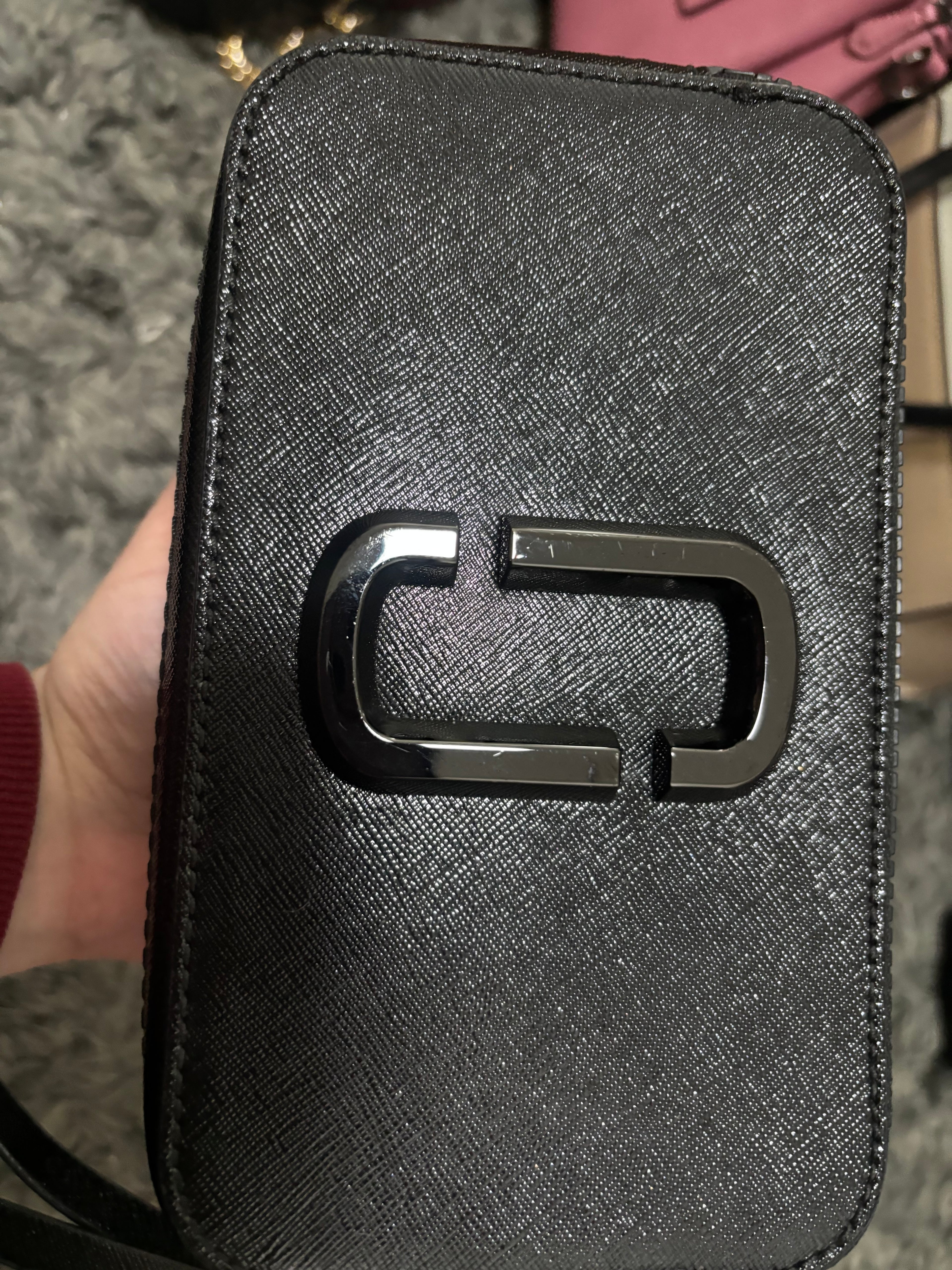 MARC JACOBS Black Leather Snapshot Camera Crossbody Bag