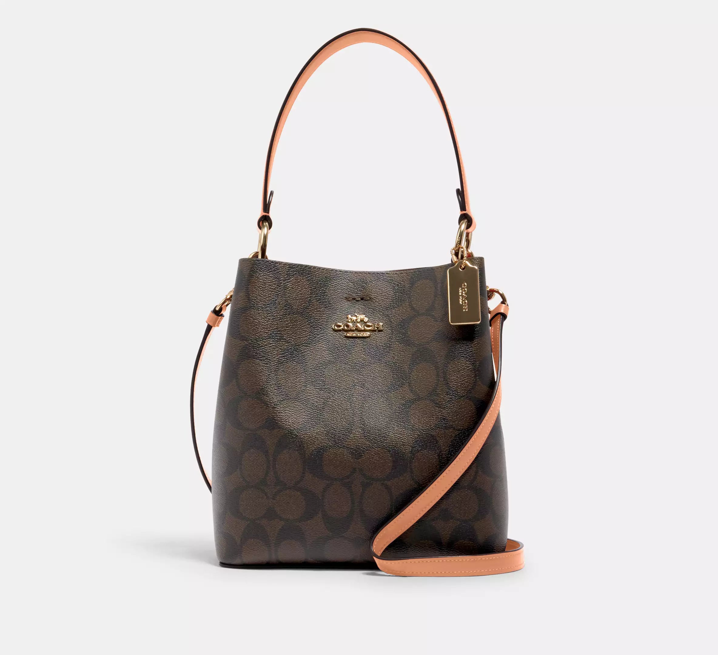 COACH Large Town Bucket - Mahogany/Salmon Pink