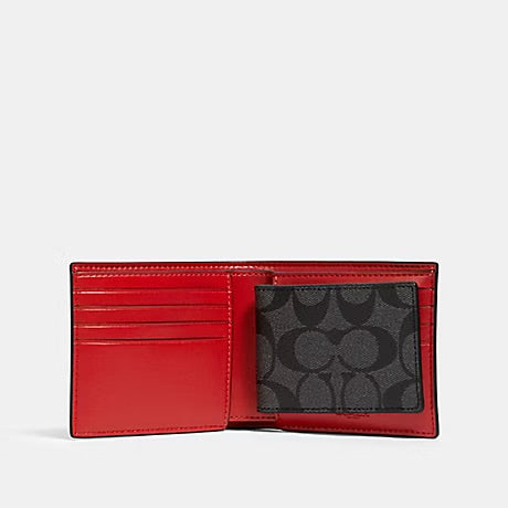 COACH 3 In 1 Wallet In Signature Leather Red/Charcoal