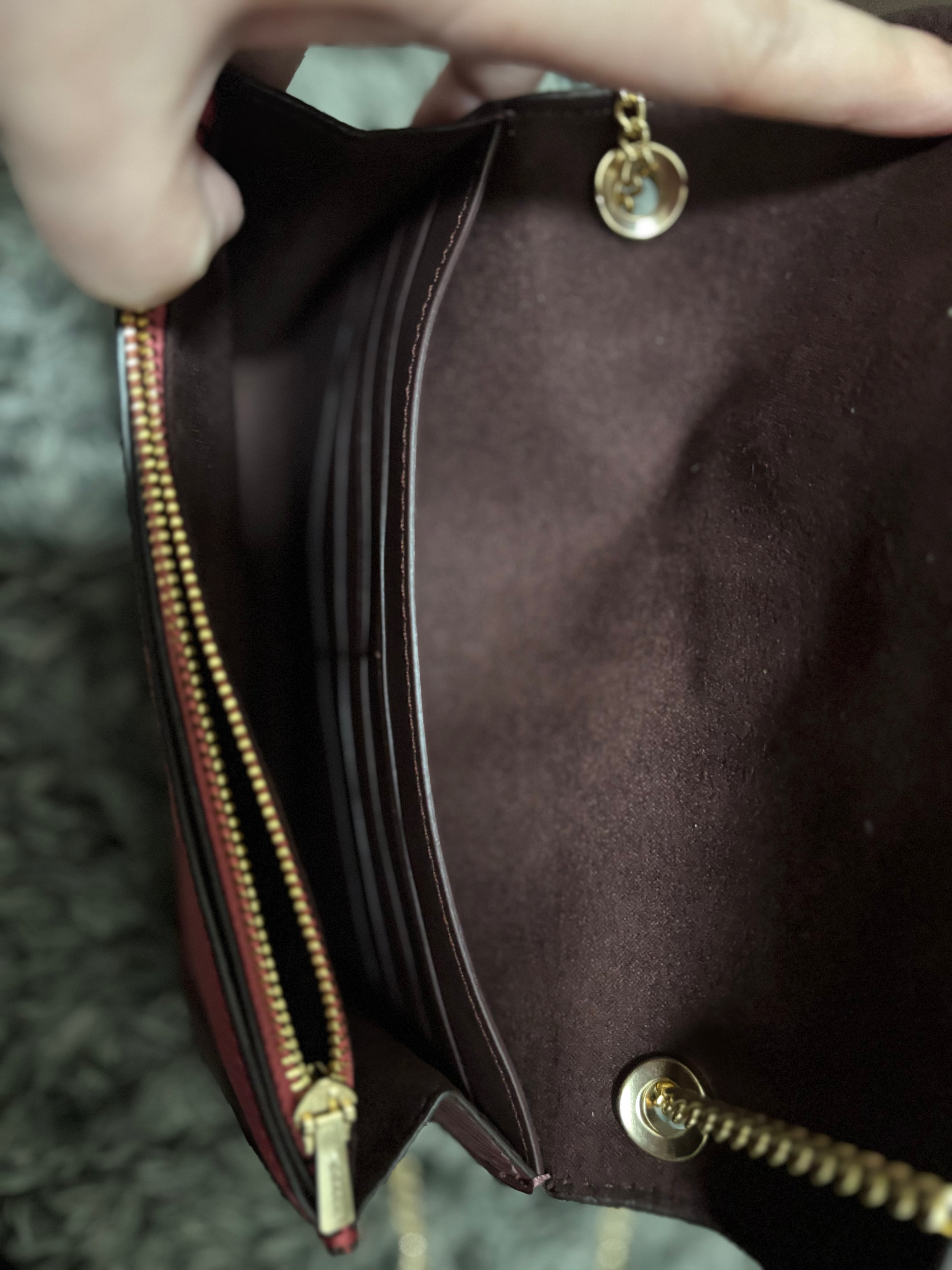 COACH Georgie Colorblock Oxblood/Wine Pebble Leather Mini Crossbody
