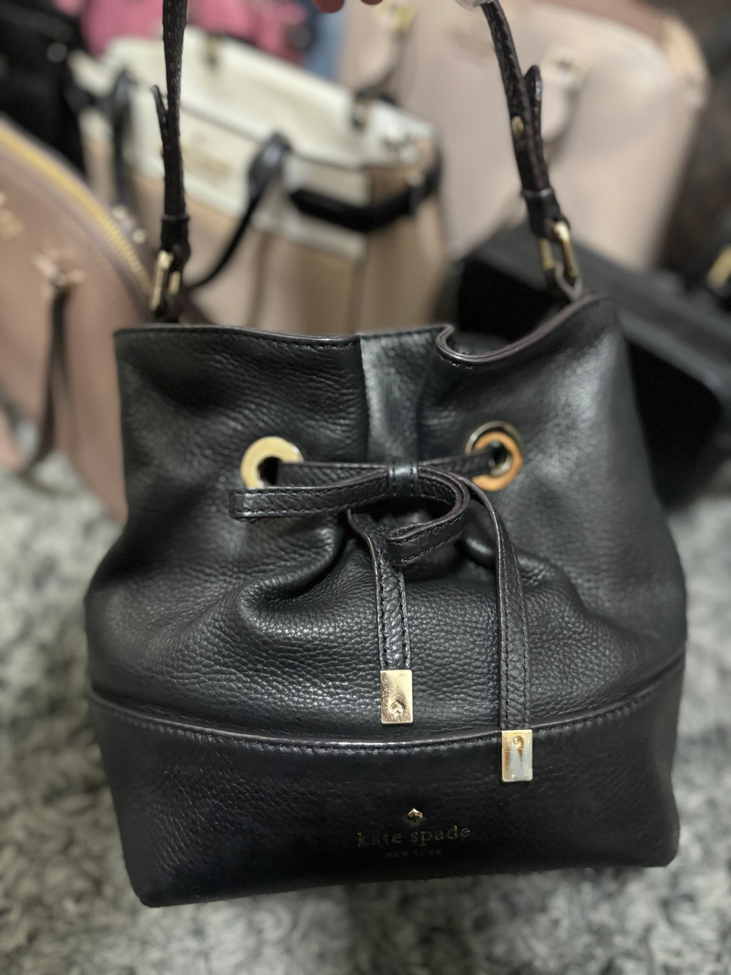 KATE SPADE Ribbon Black Bucket Bag