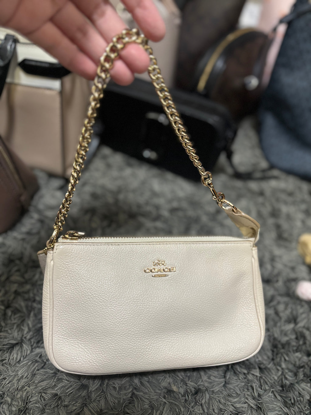 COACH White Grained Leather Nolita