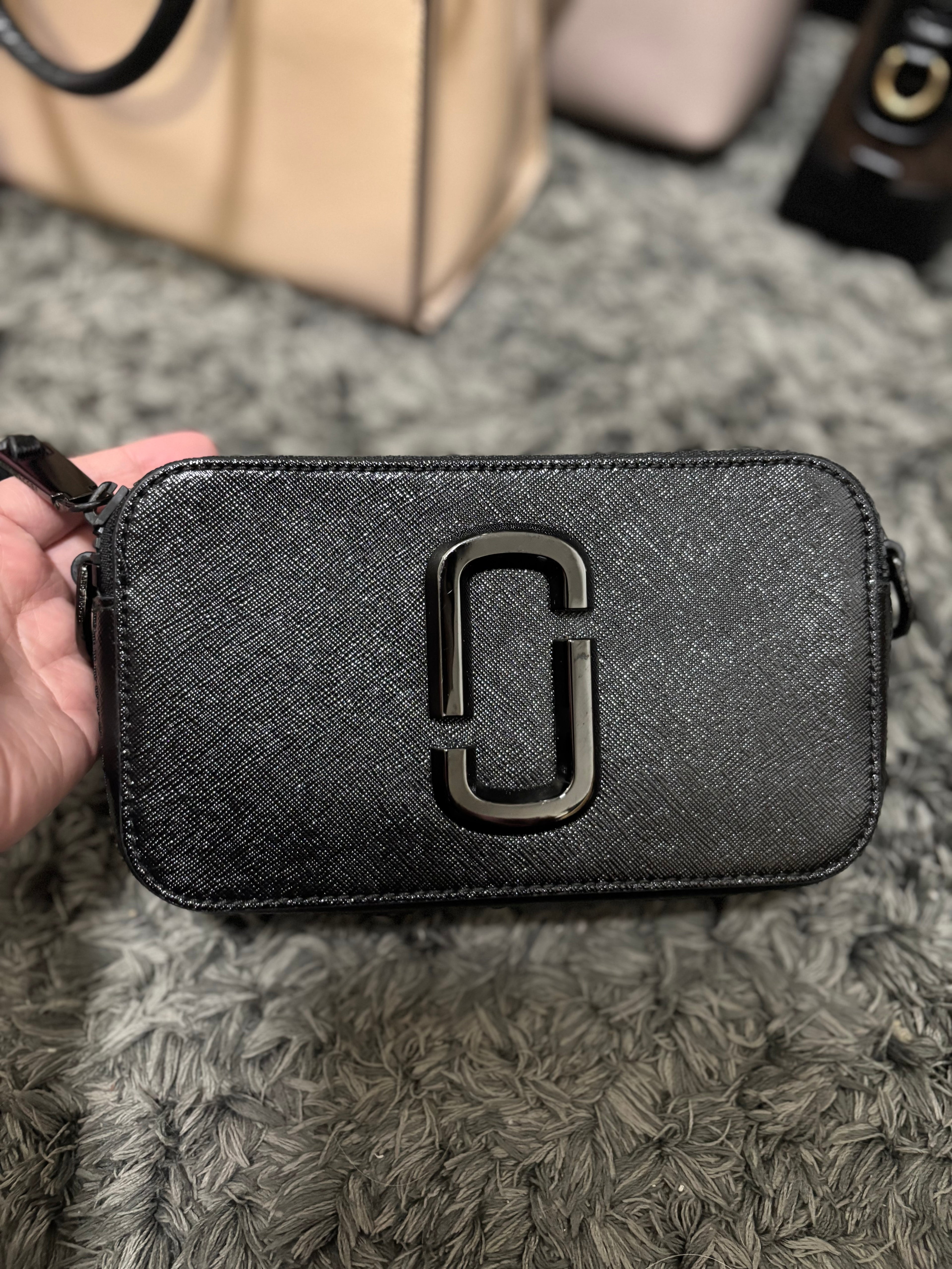 MARC JACOBS Black Leather Snapshot Camera Crossbody Bag