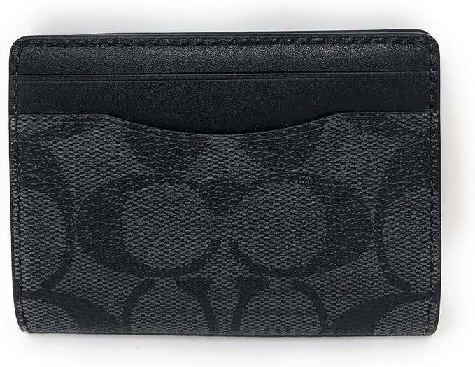 COACH Magnetic Card Case in Signature Canvas Small Men Wallet Black