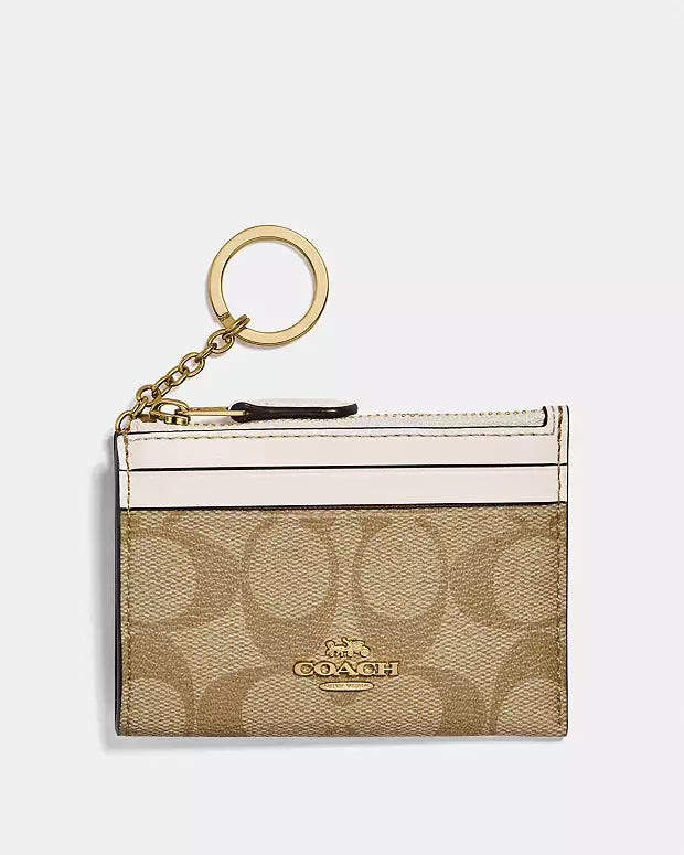 COACH Mini Skinny Id Case In Signature Canvas - Chalk/Khaki