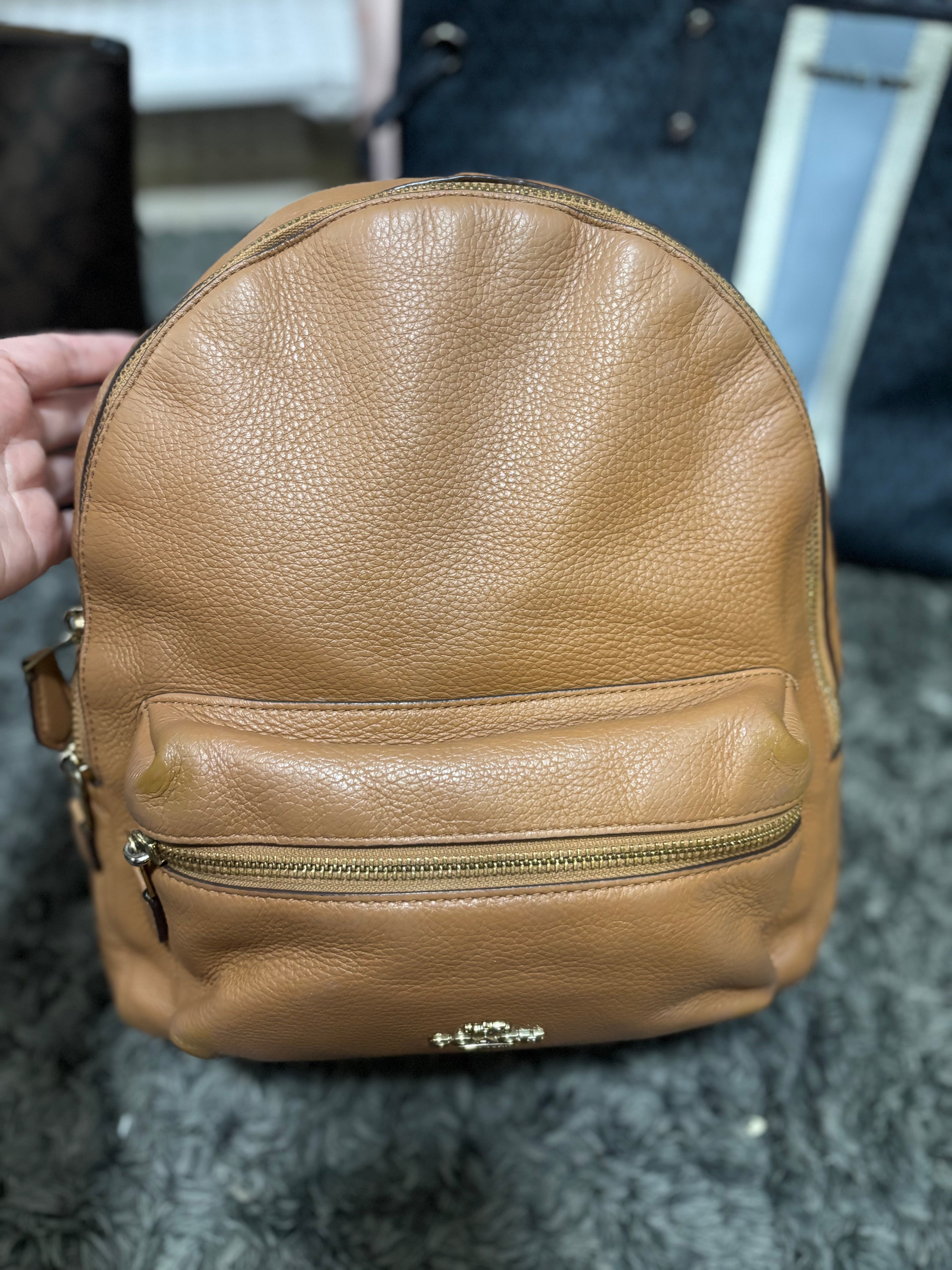 COACH Medium Charlie Backpack in Pebble Leather COACH Medium Charlie Backpack in Pebble Leather