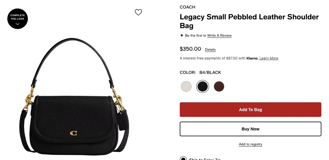 COACH Legacy Small Pebbled Leather Shoulder Bag Black