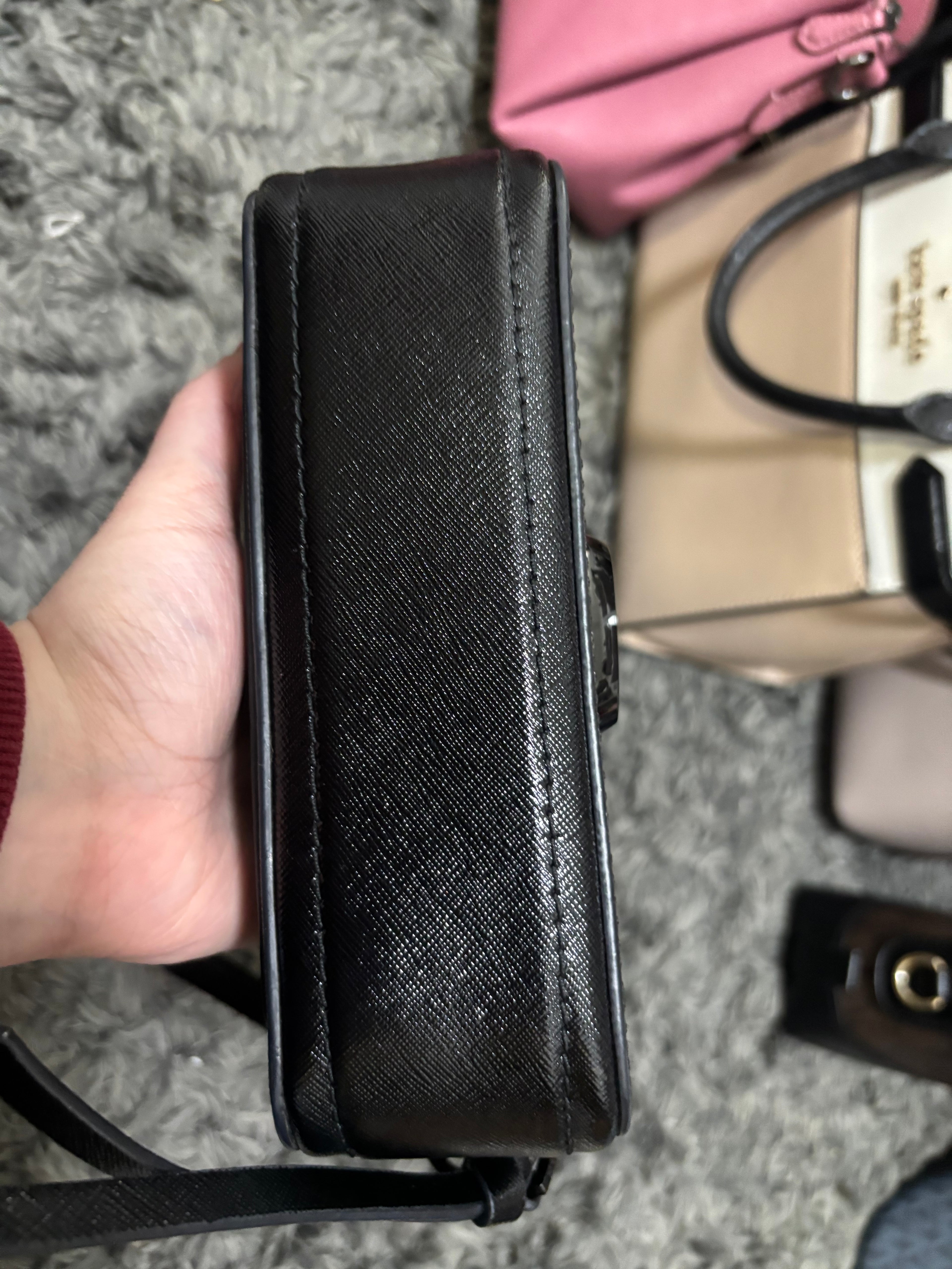 MARC JACOBS Black Leather Snapshot Camera Crossbody Bag