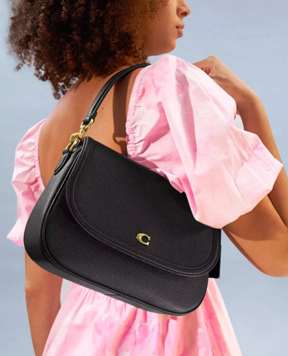 COACH Legacy Small Pebbled Leather Shoulder Bag Black