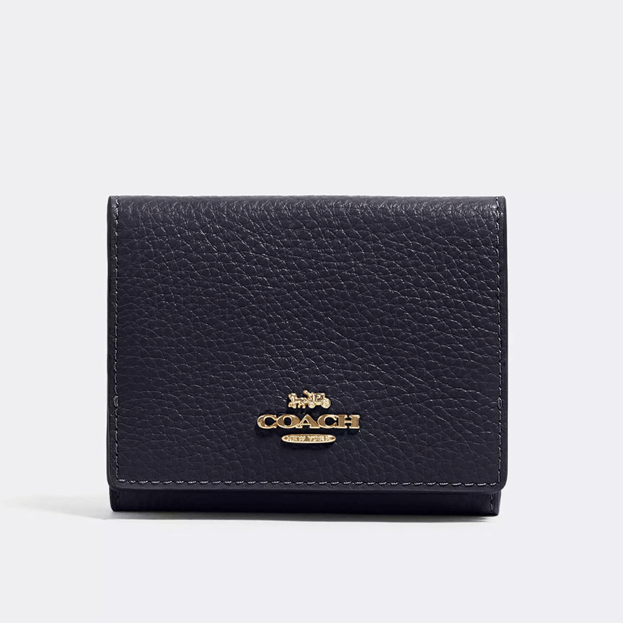 COACH Origami Small Trifold Pebbled Wallet - Black