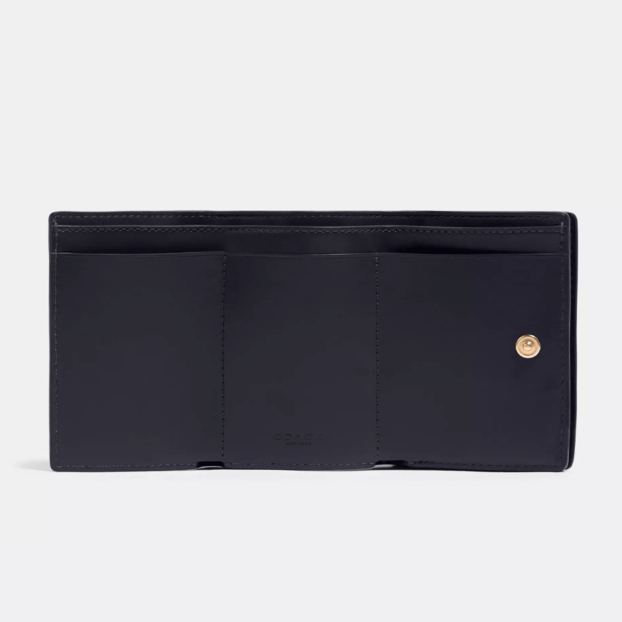 COACH Origami Small Trifold Pebbled Wallet - Black