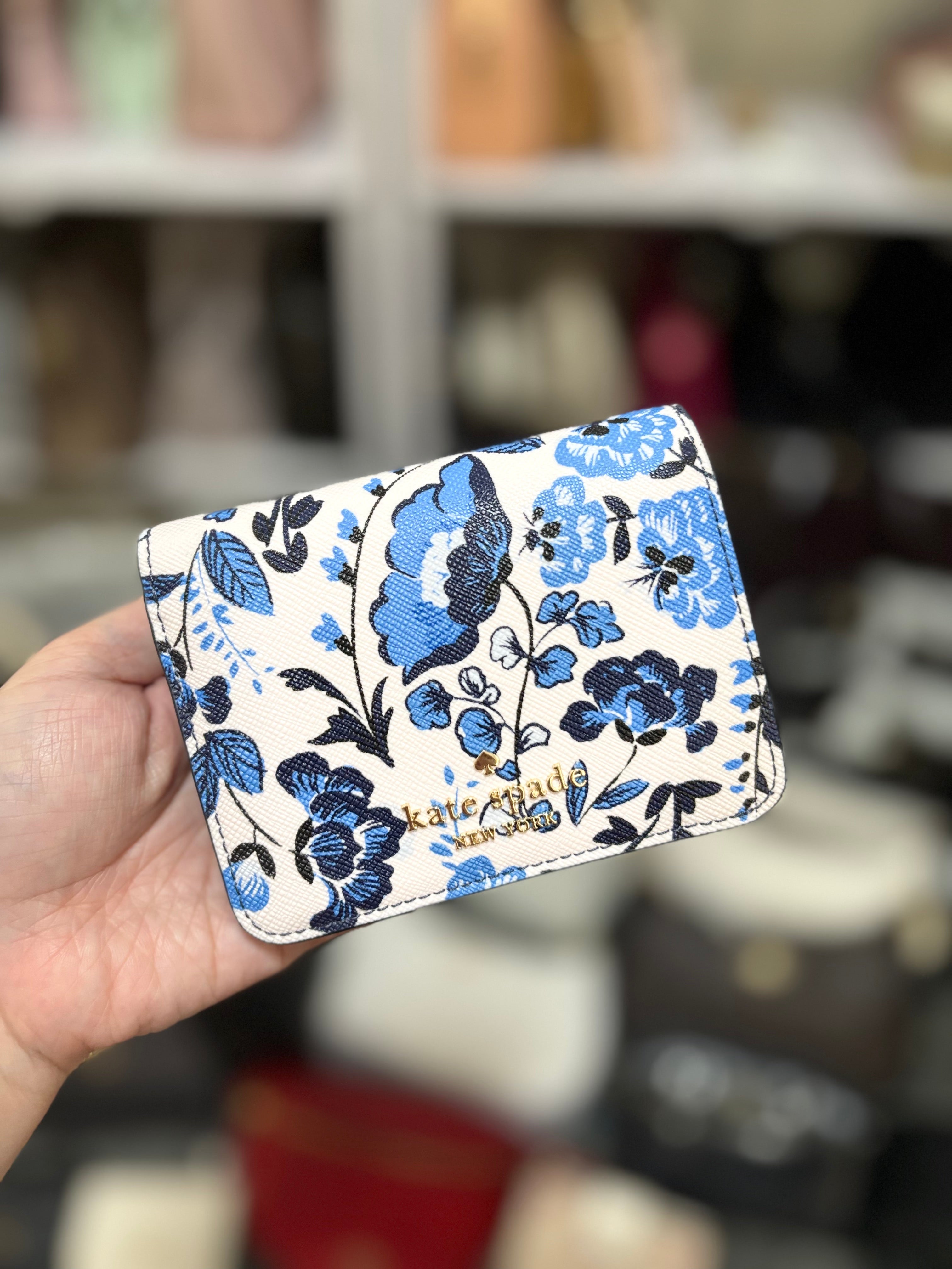 KATE SPADE Madison Bifold Wallet - Blue Vase Floral