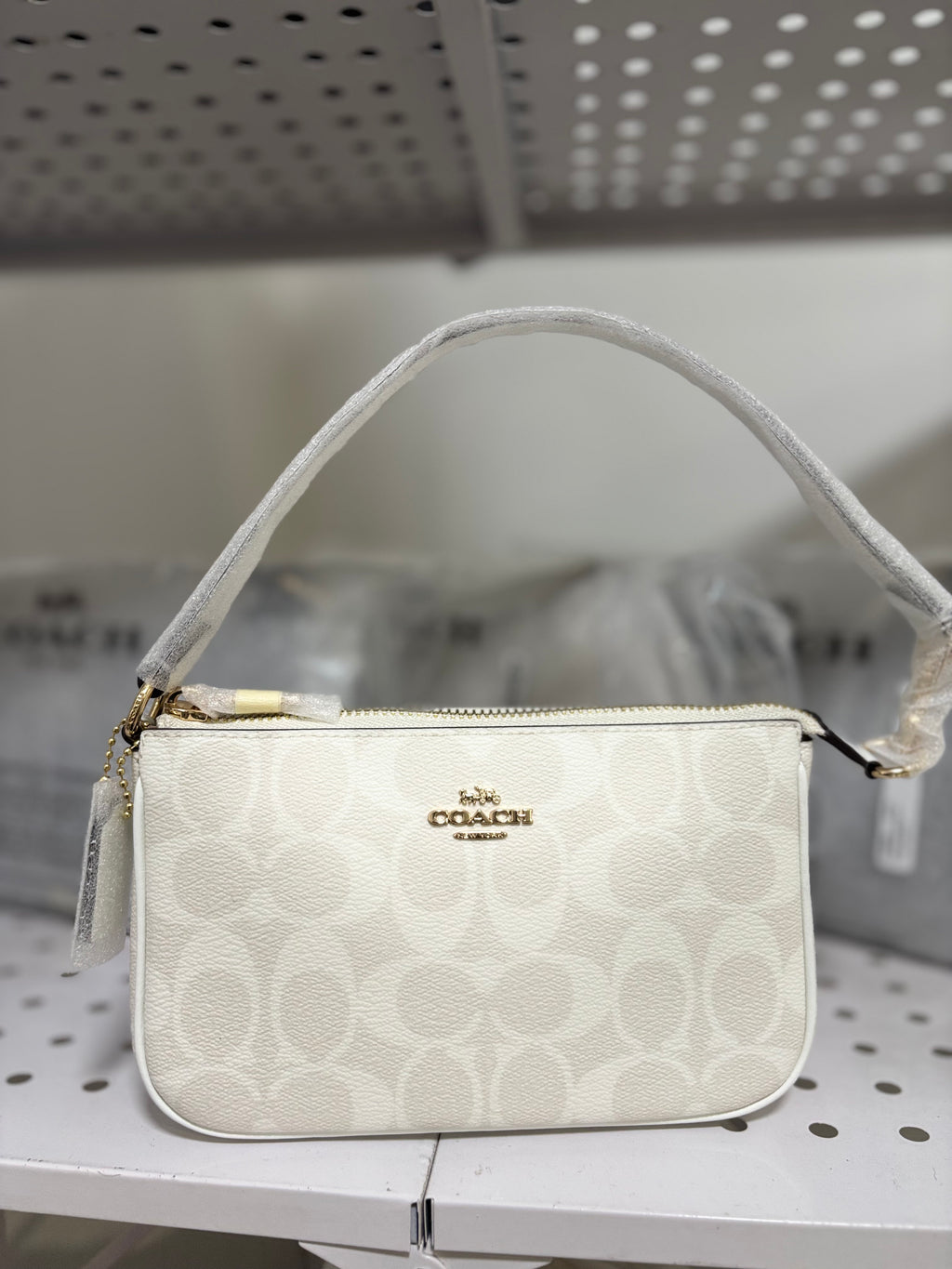 COACH Nolita 19 In Blocked Signature Canvas In Glacier White