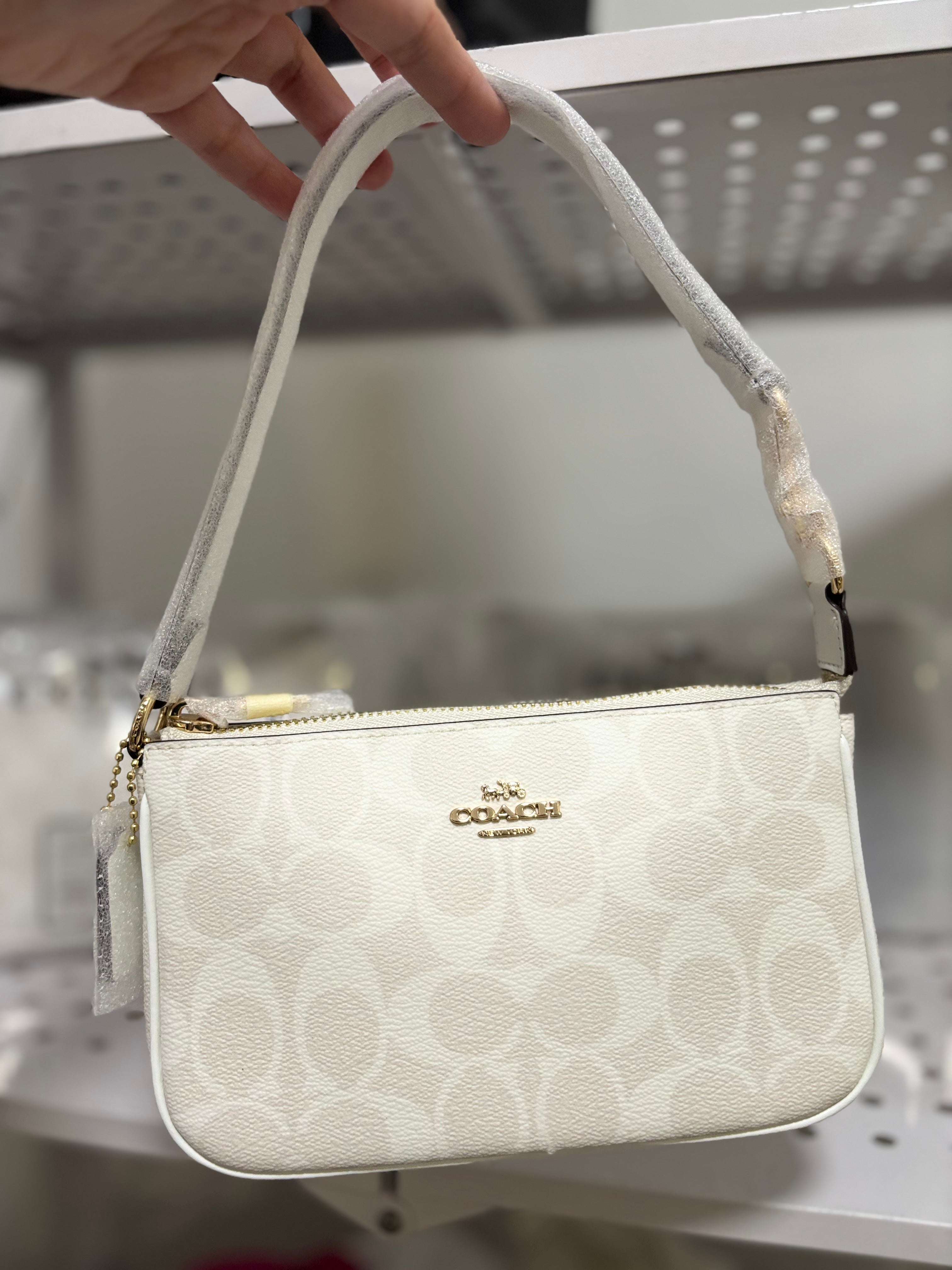 COACH Nolita 19 In Blocked Signature Canvas In Glacier White