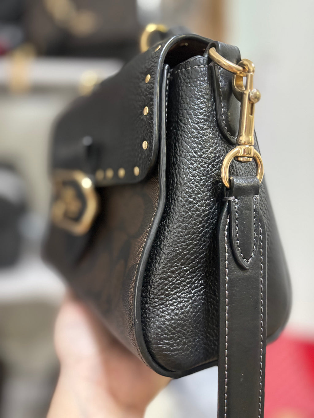 COACH Morgan Top Handle Satchel In Colorblock Signature Canvas With Rivets