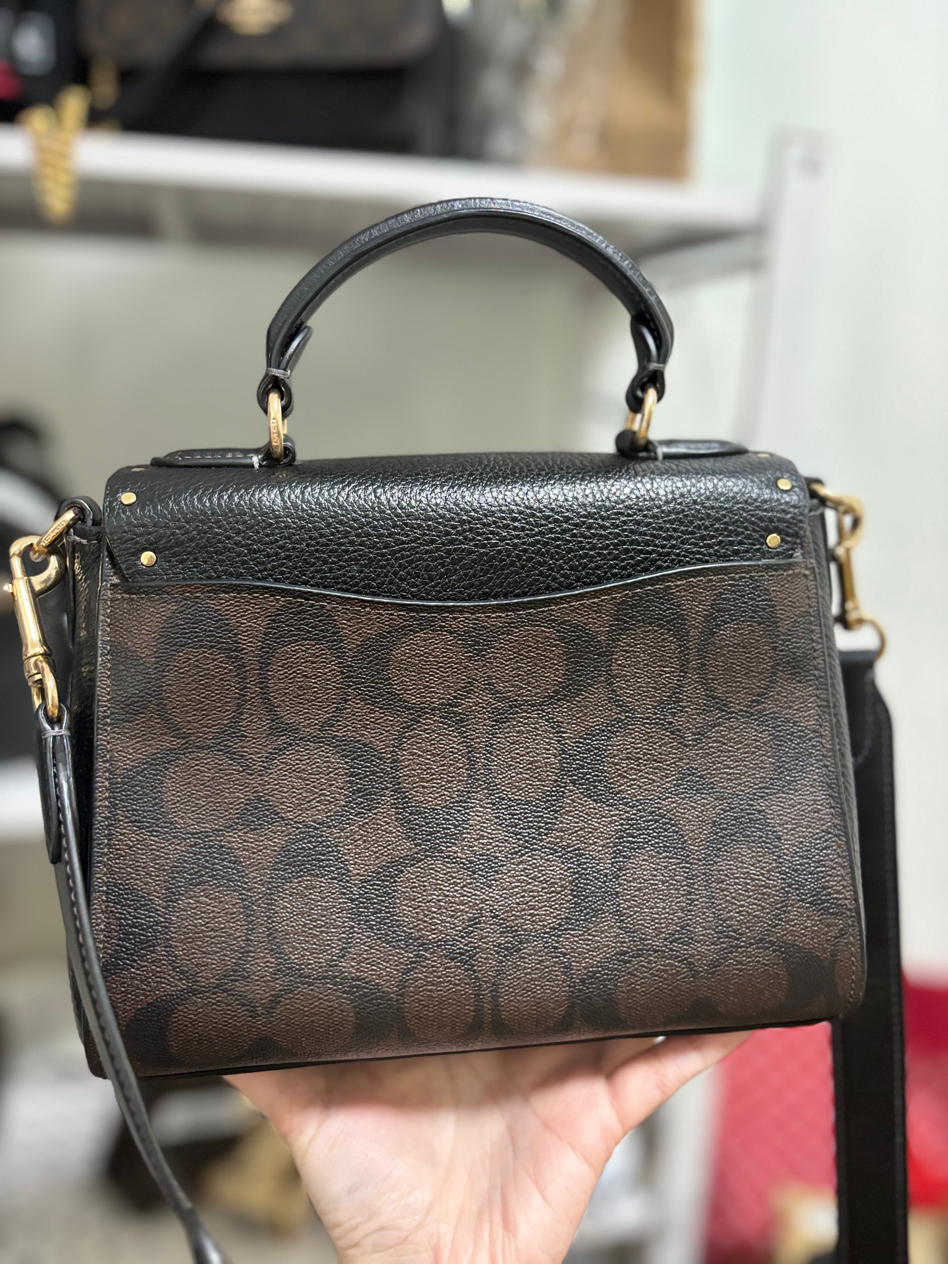 COACH Morgan Top Handle Satchel In Colorblock Signature Canvas With Rivets