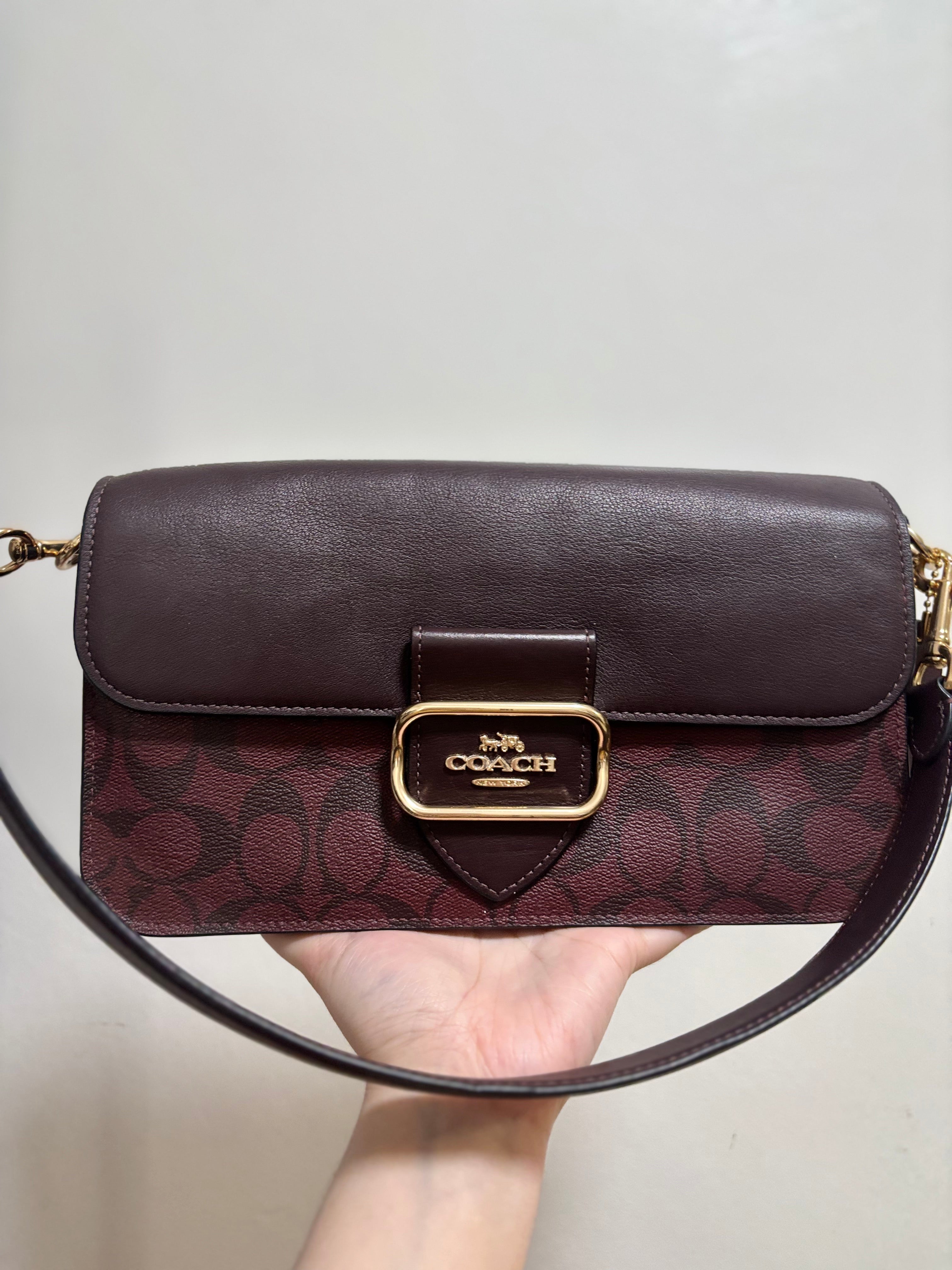COACH Morgan Shoulder Bag In Signature Canvas Ox Blood