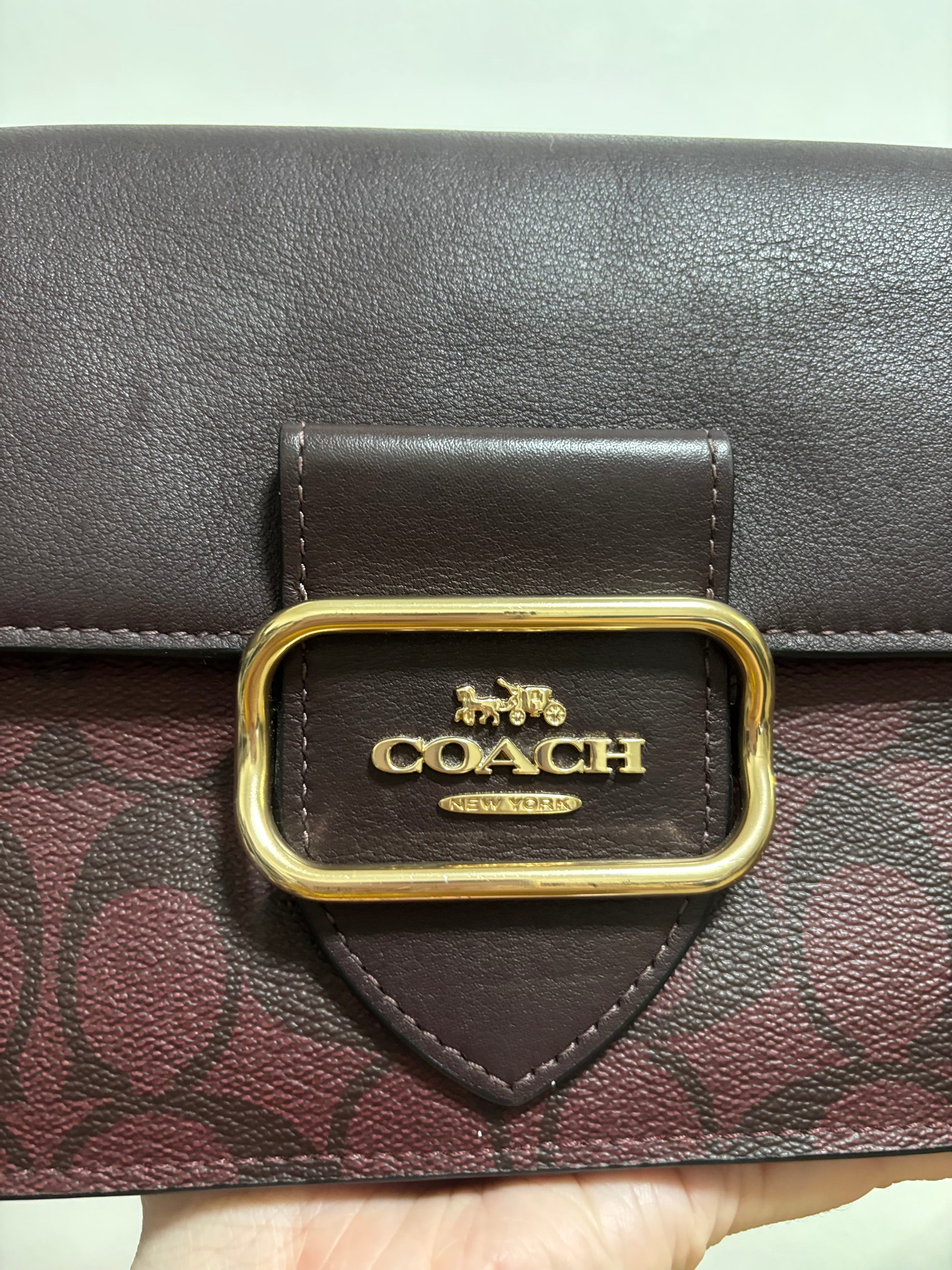 COACH Morgan Shoulder Bag In Signature Canvas Ox Blood