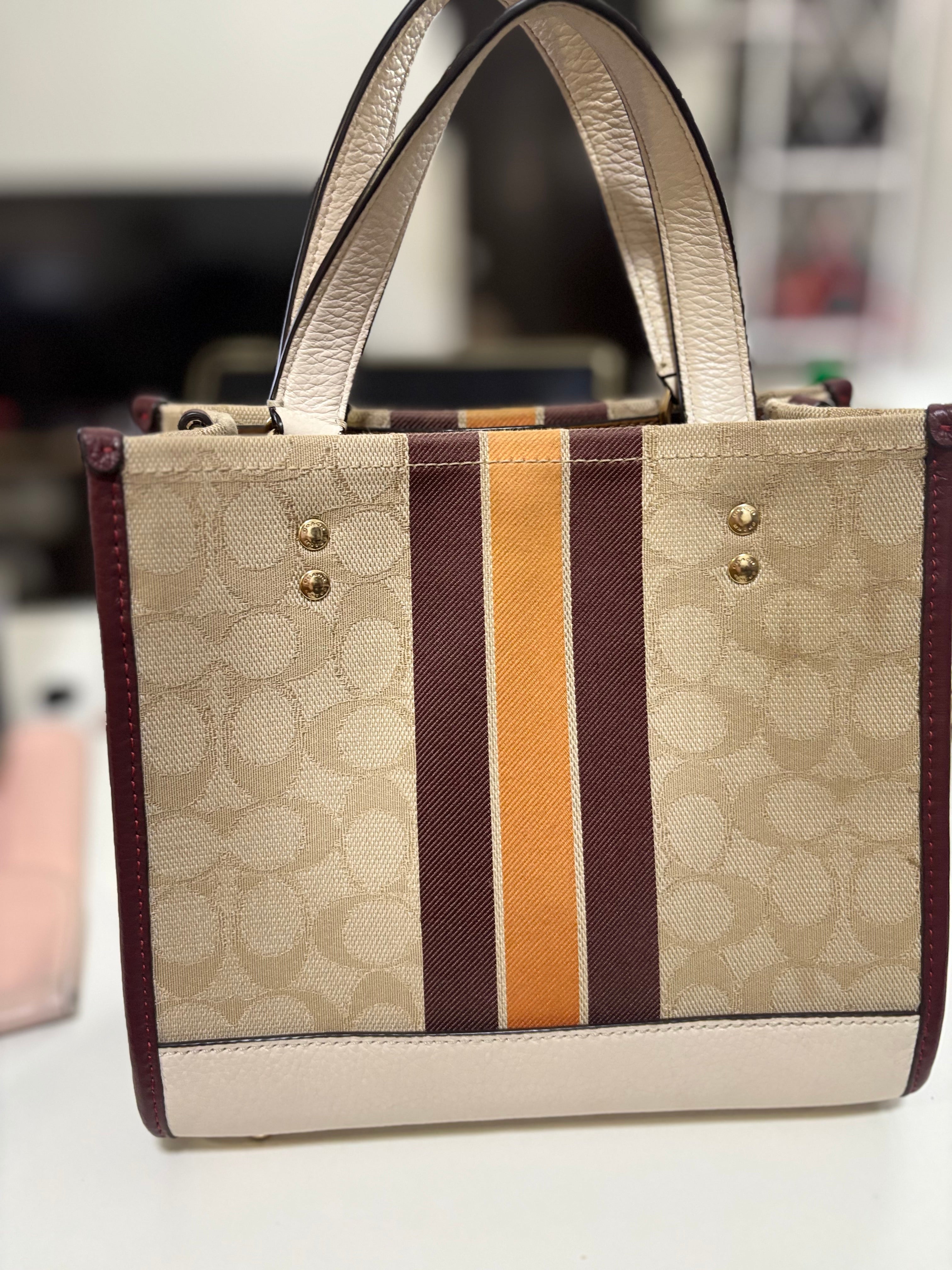 COACH Dempsey Tote Bag 22 In Signature Jacquard With Stripe And Coach Patch