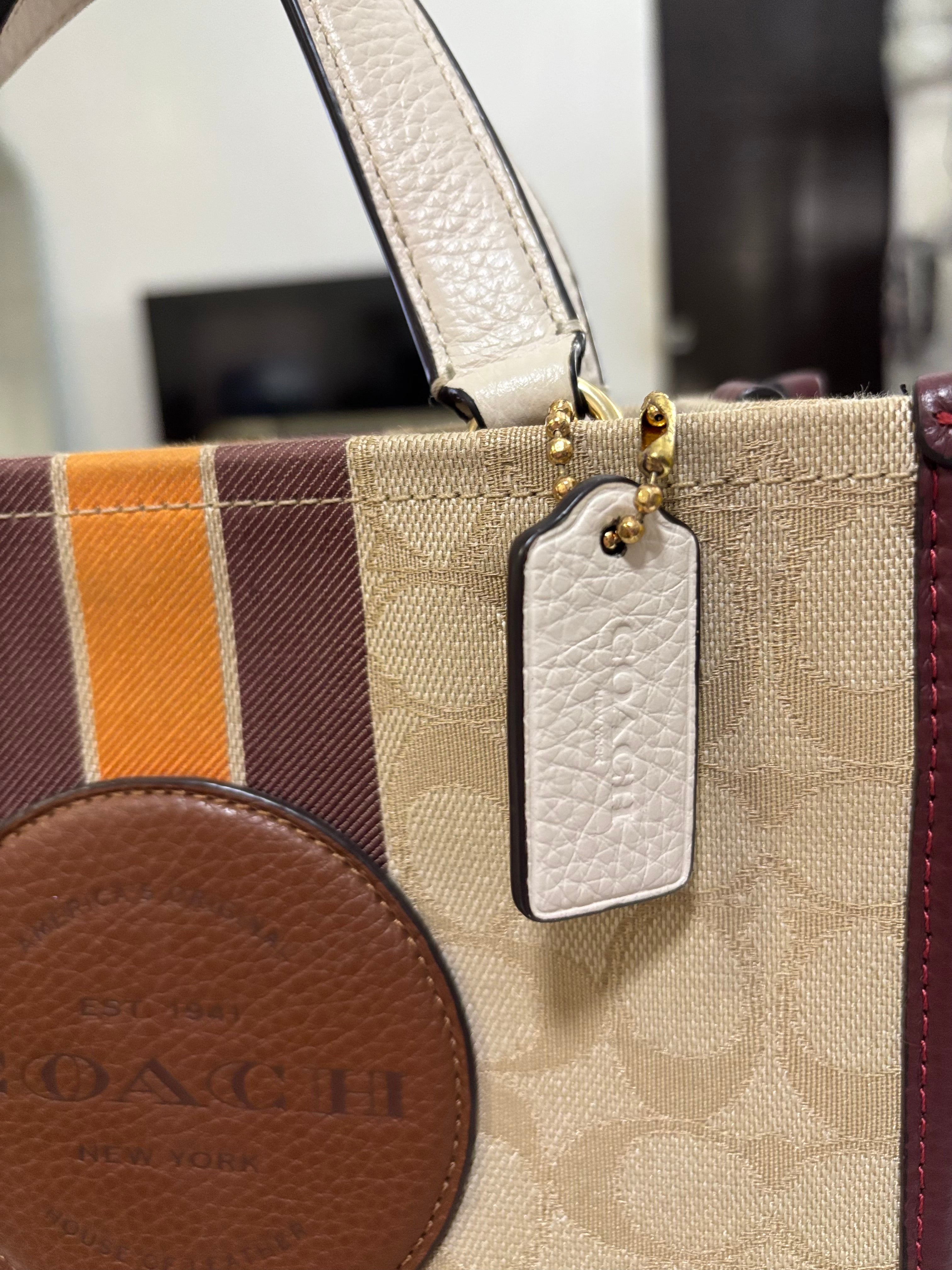 COACH Dempsey Tote Bag 22 In Signature Jacquard With Stripe And Coach Patch