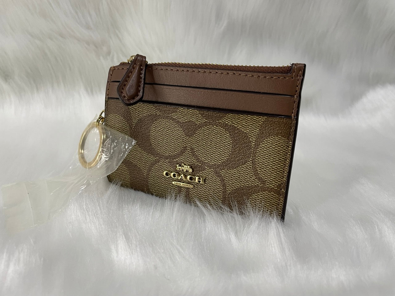 COACH Mini Skinny Id Case In Signature Canvas - Brown