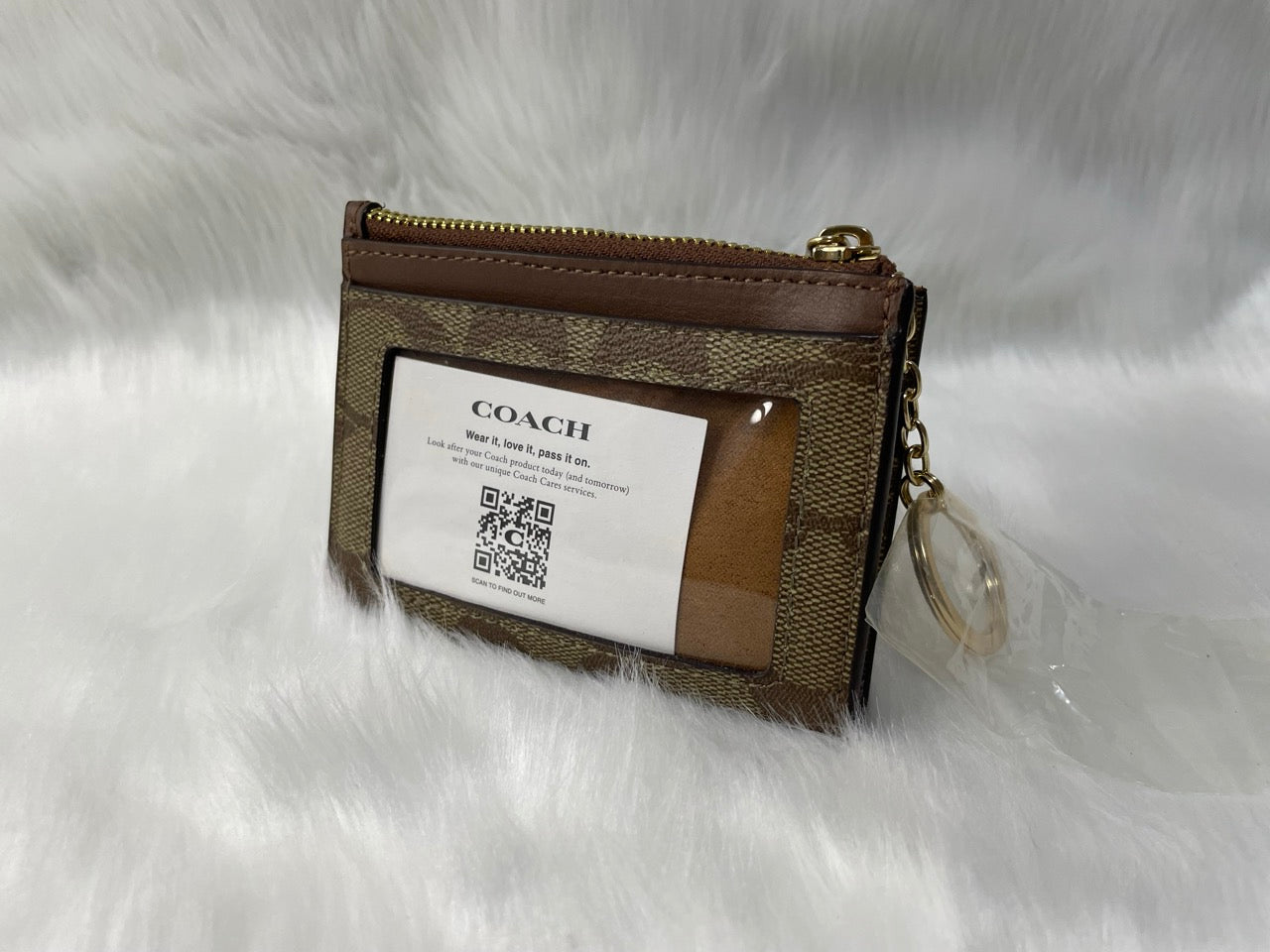 COACH Mini Skinny Id Case In Signature Canvas - Brown