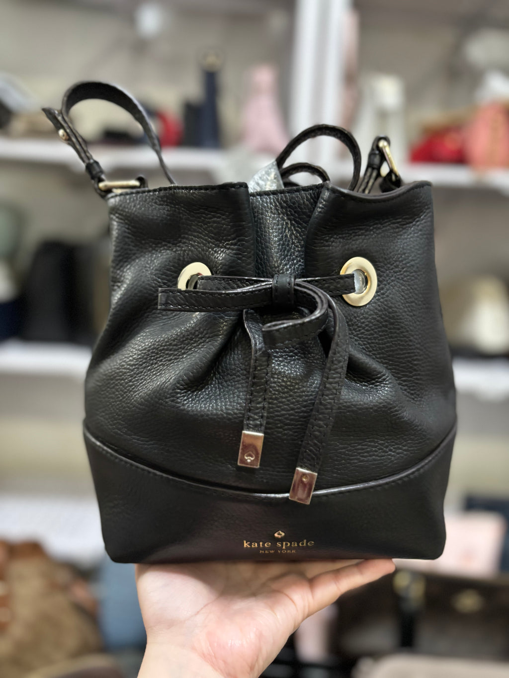 KATE SPADE Ribbon Black Bucket Bag