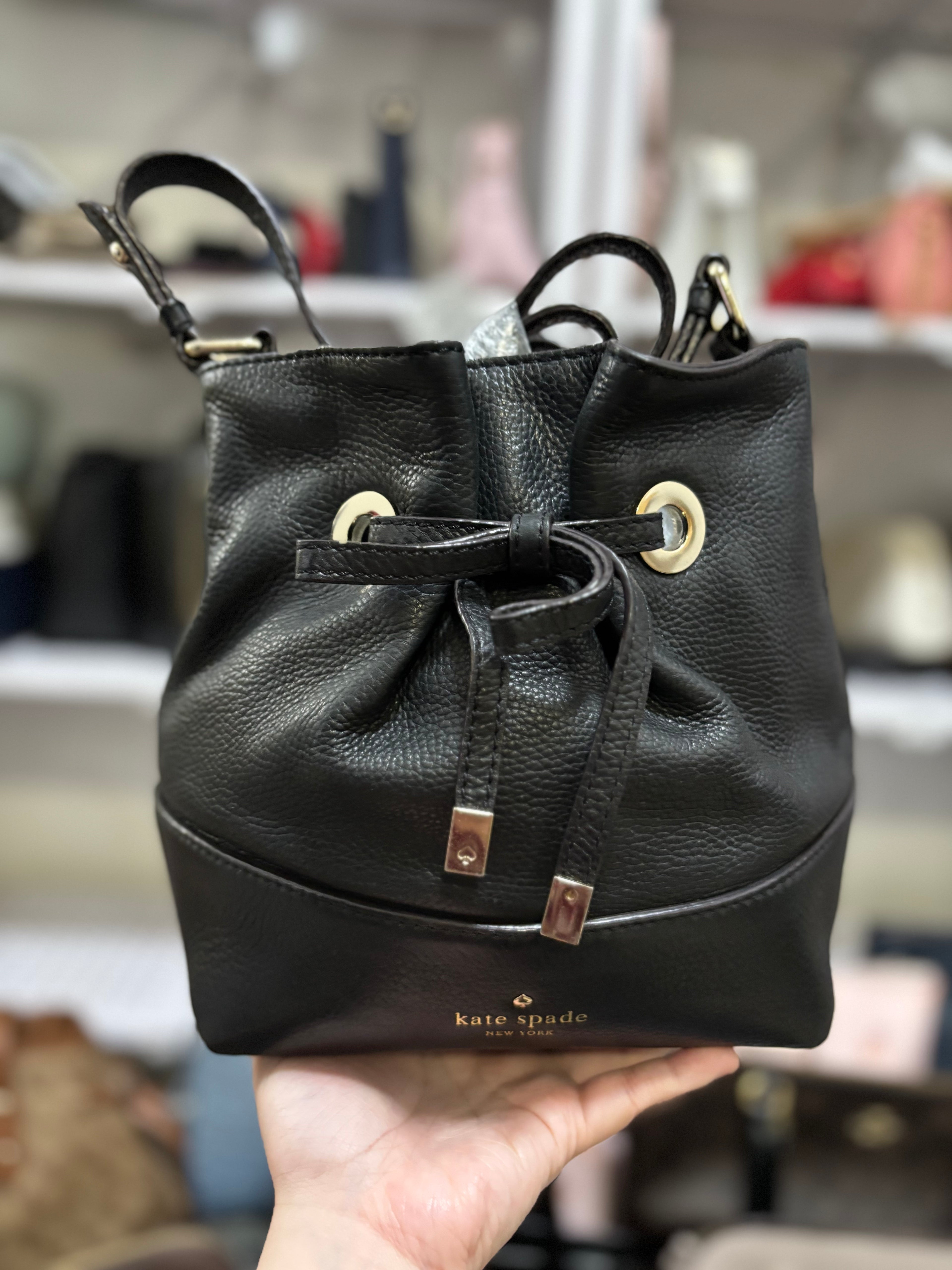 KATE SPADE Ribbon Black Bucket Bag