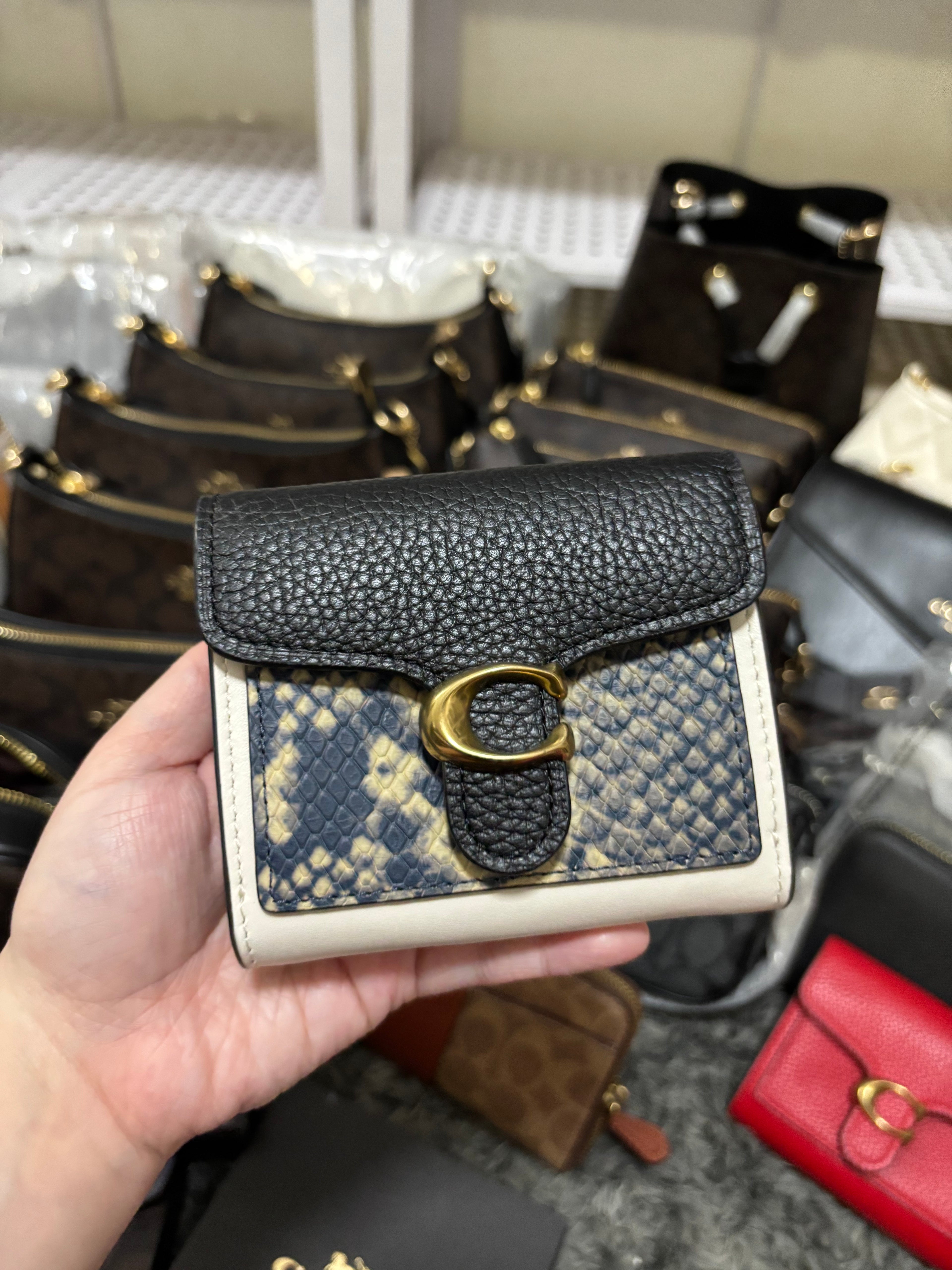 COACH Tabby Small Wallet With Snakeskin Detail