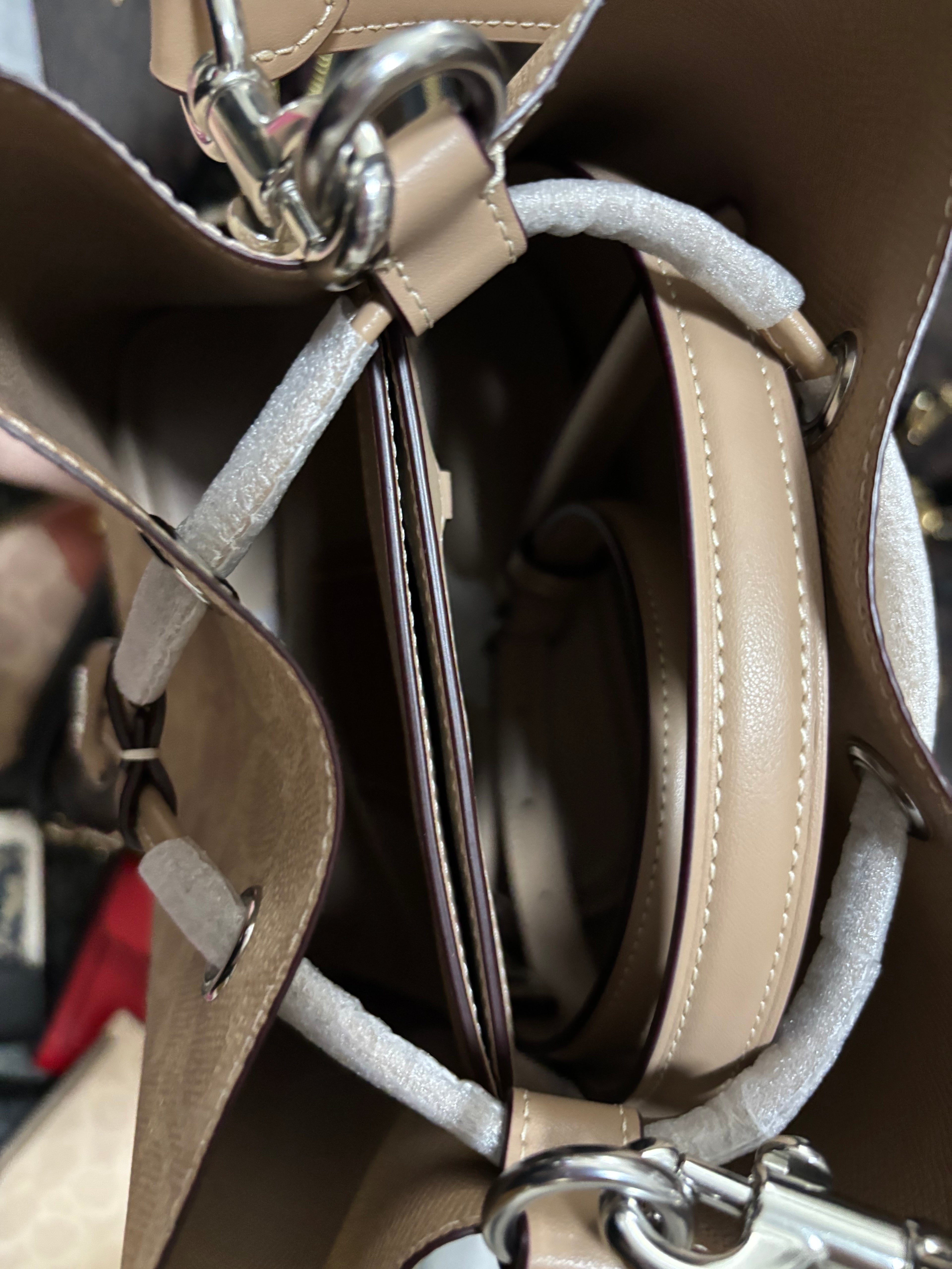 COACH Rowan Bucket Bag In Signature Canvas Sand Taupe