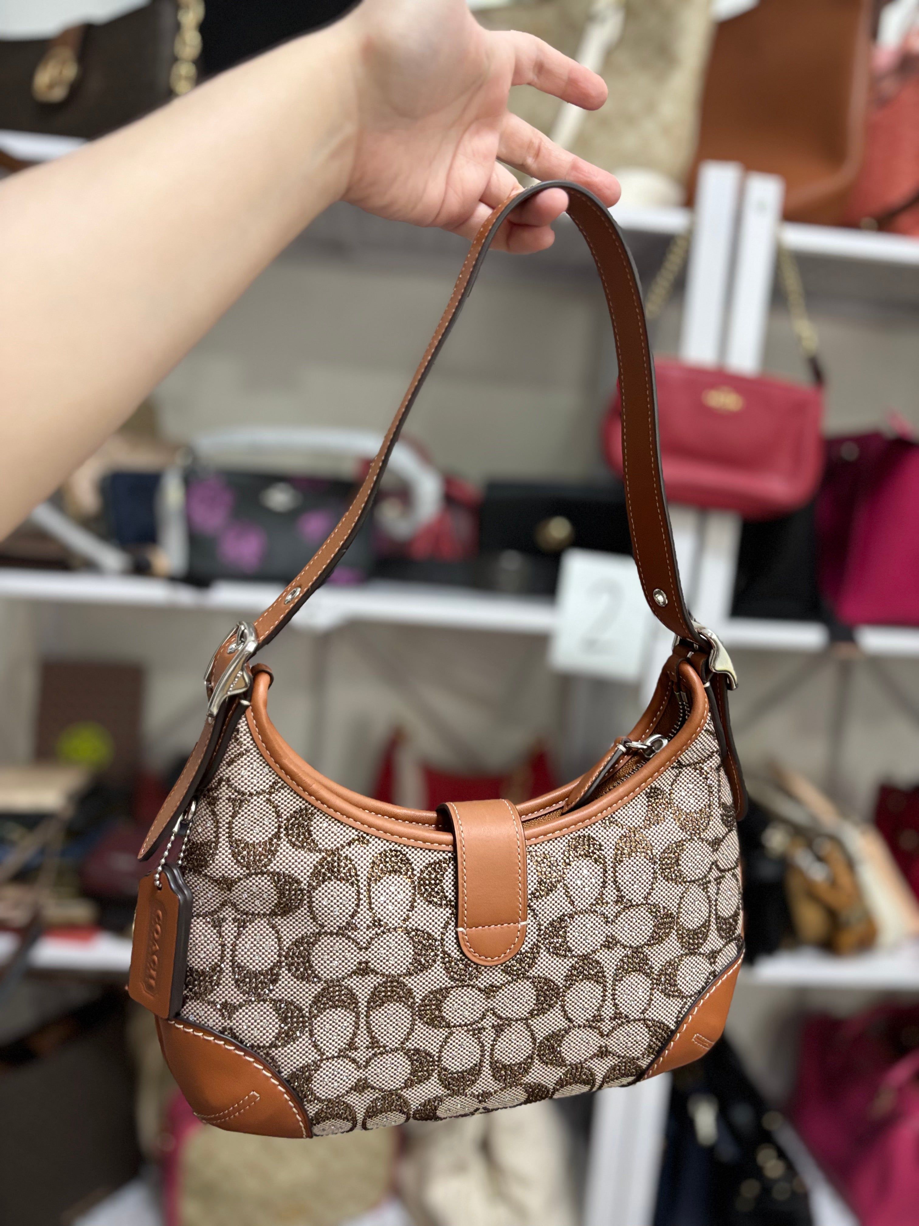 COACH Retail Hamptons Hobo Small Shoulder Brown Bag