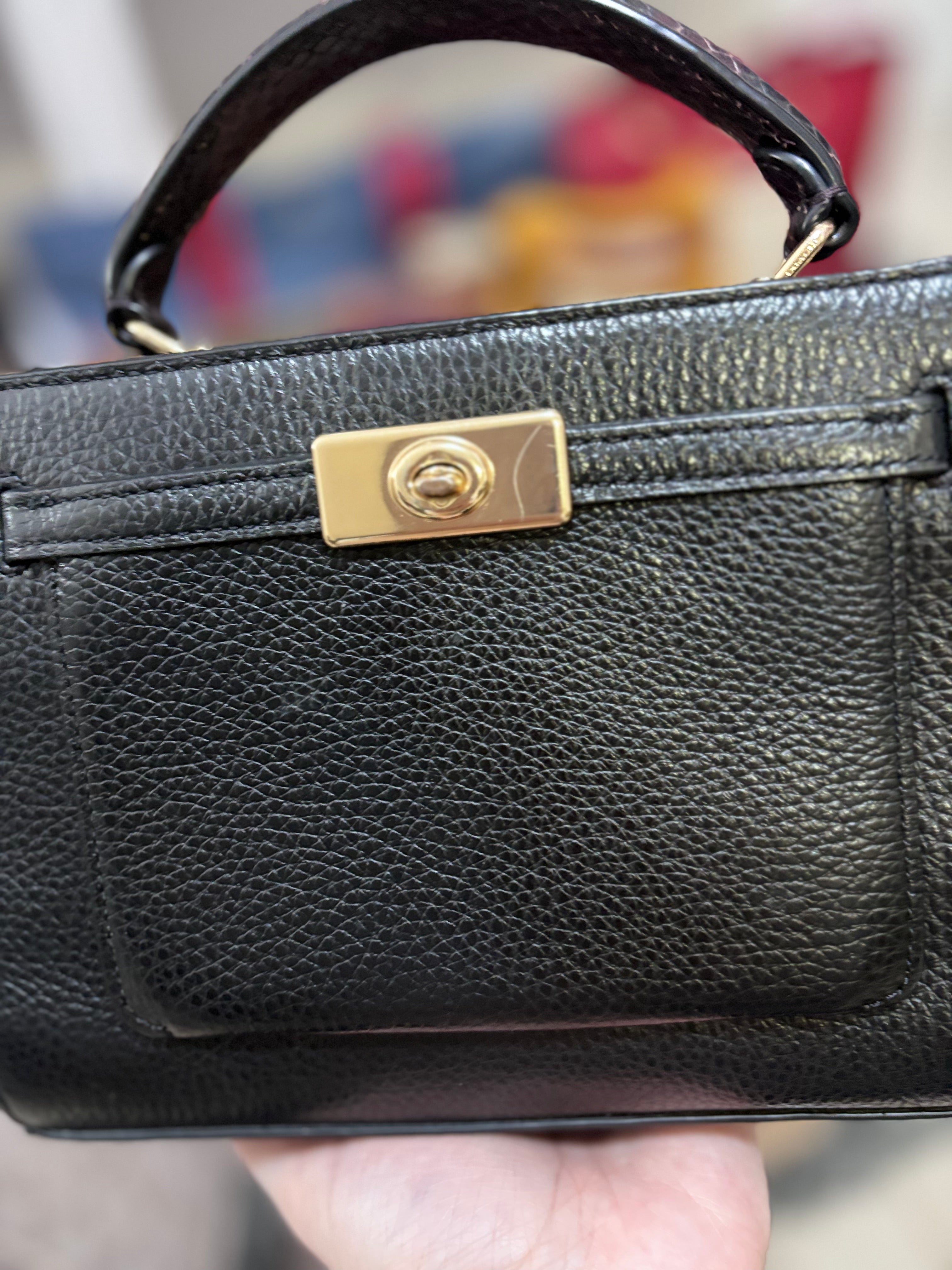 COACH Mini Lane Carryall Black Snake Pattern Handle