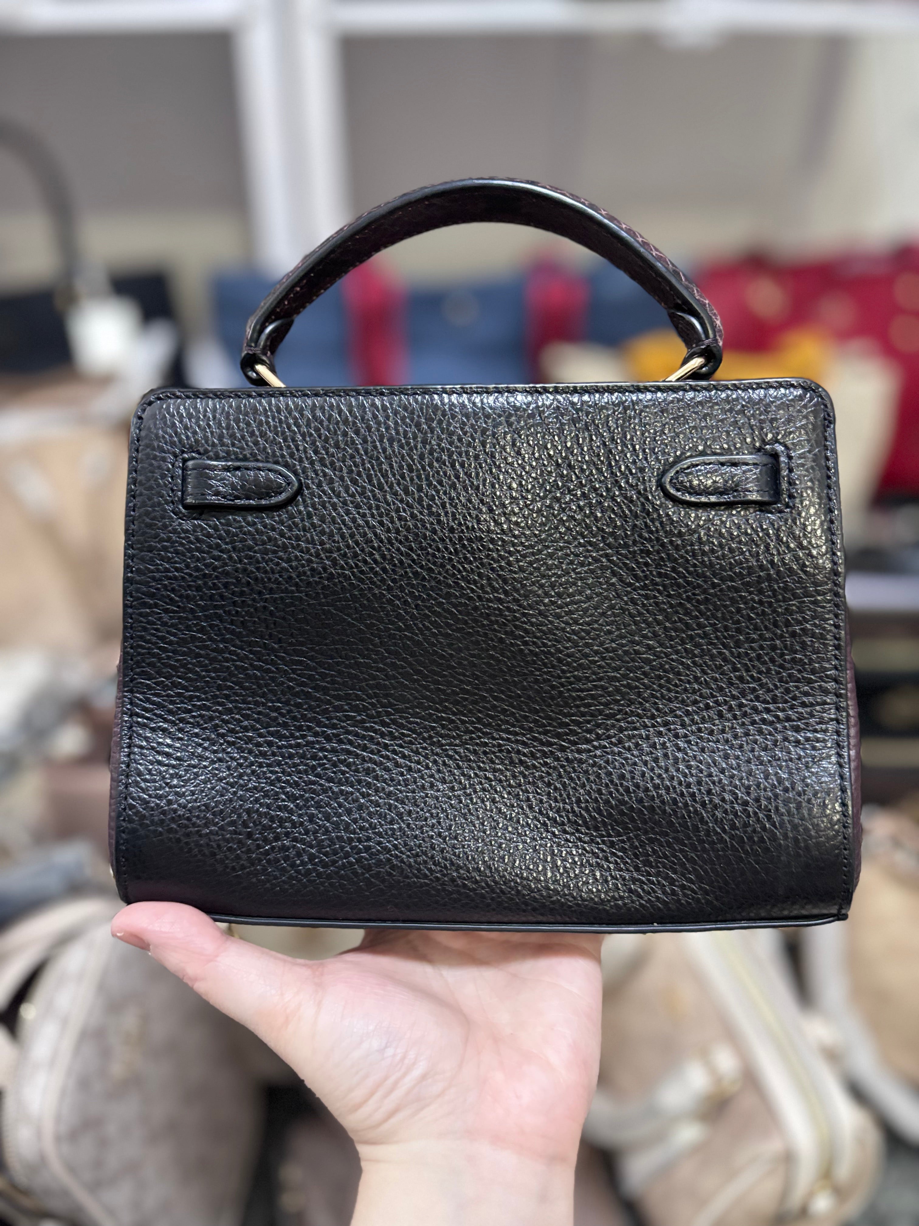 COACH Mini Lane Carryall Black Snake Pattern Handle