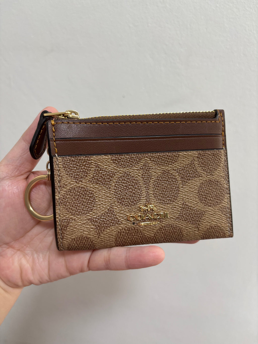 COACH Mini Skinny Id Case In Signature Canvas - Brown