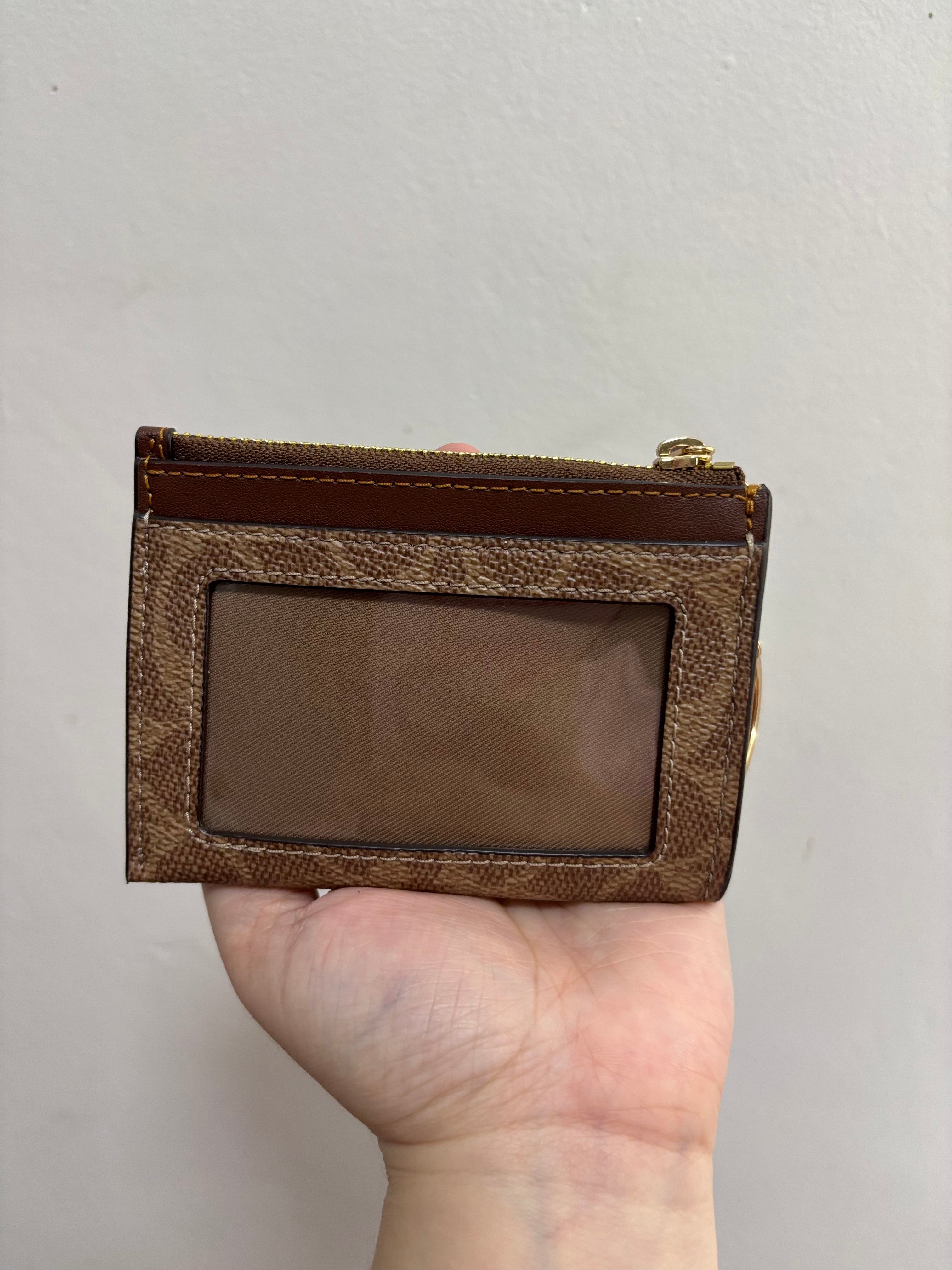 COACH Mini Skinny Id Case In Signature Canvas - Brown