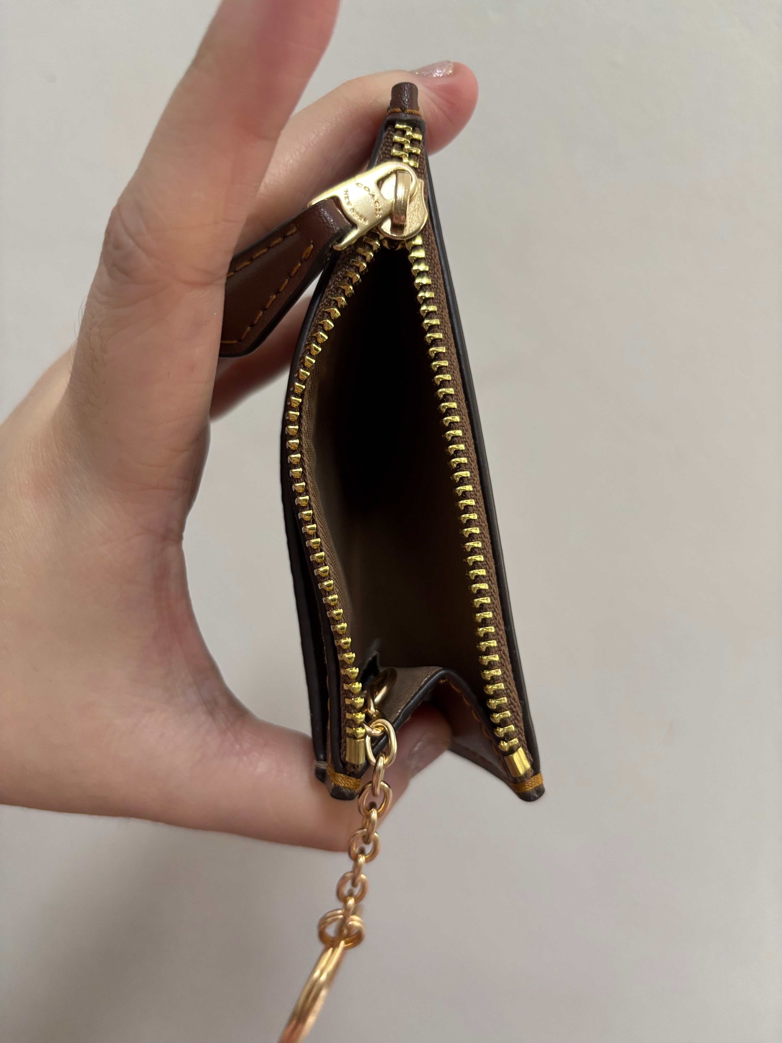 COACH Mini Skinny Id Case In Signature Canvas - Brown