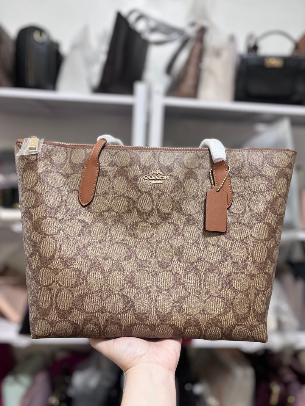 COACH Zip Top Tote - Brown
