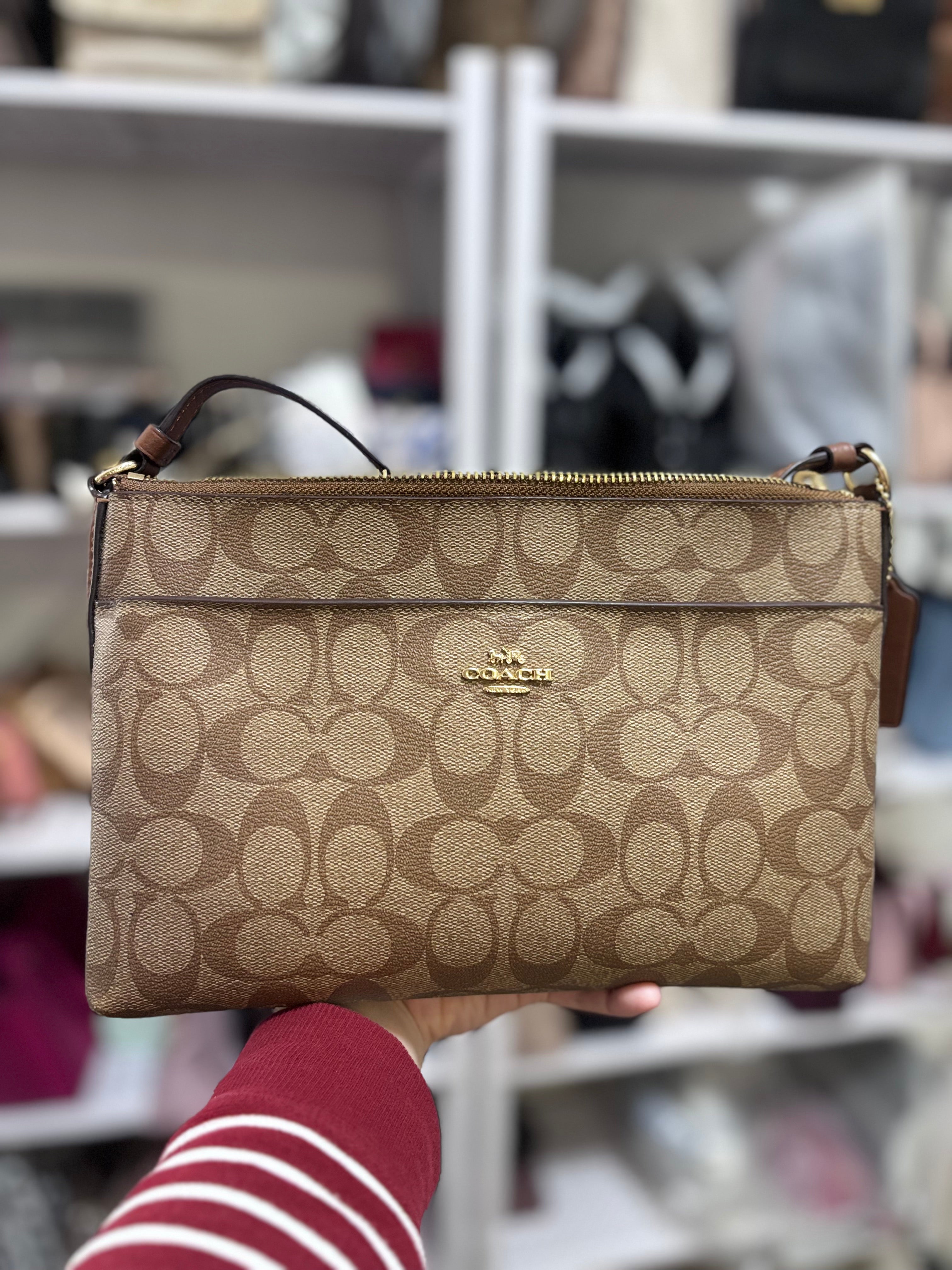 COACH East/West Crossbody Small Slim Khaki Brown