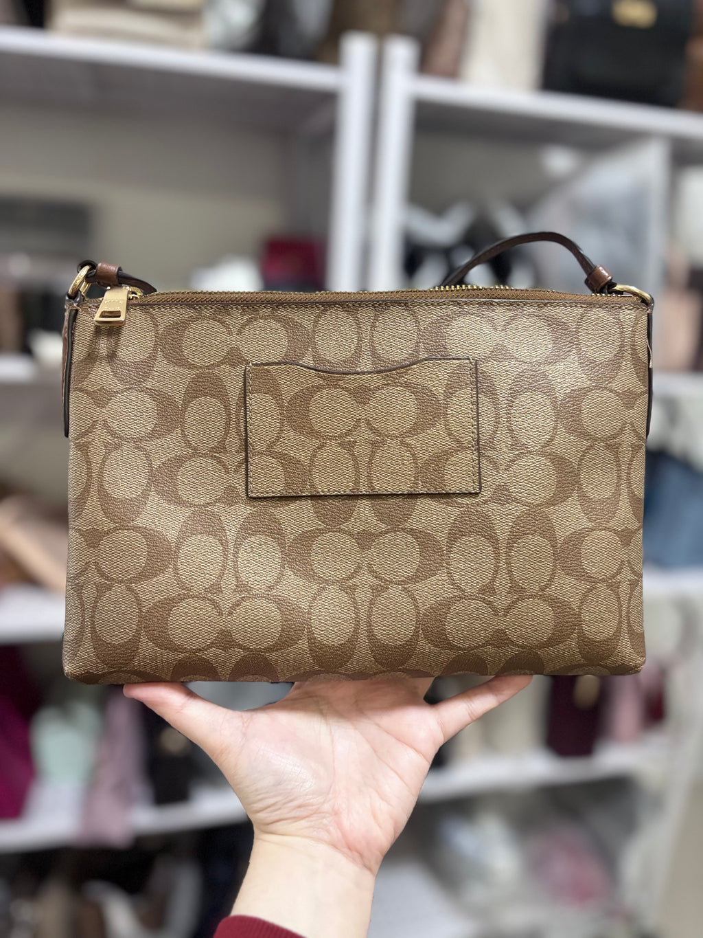 COACH East/West Crossbody Small Slim Khaki Brown