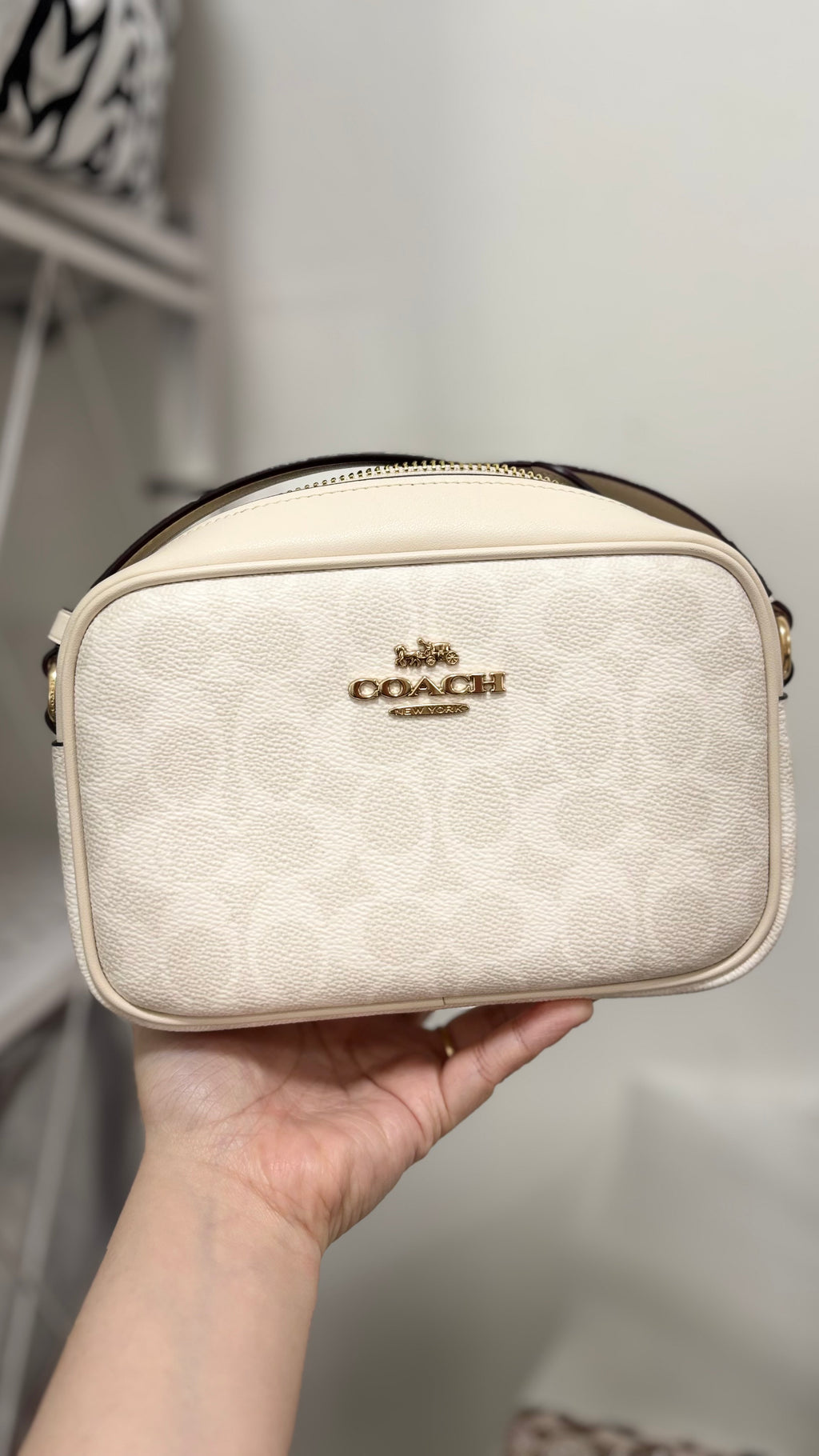 COACH Mini Jamie Camera Bag in Signature Canvas - Glacier White