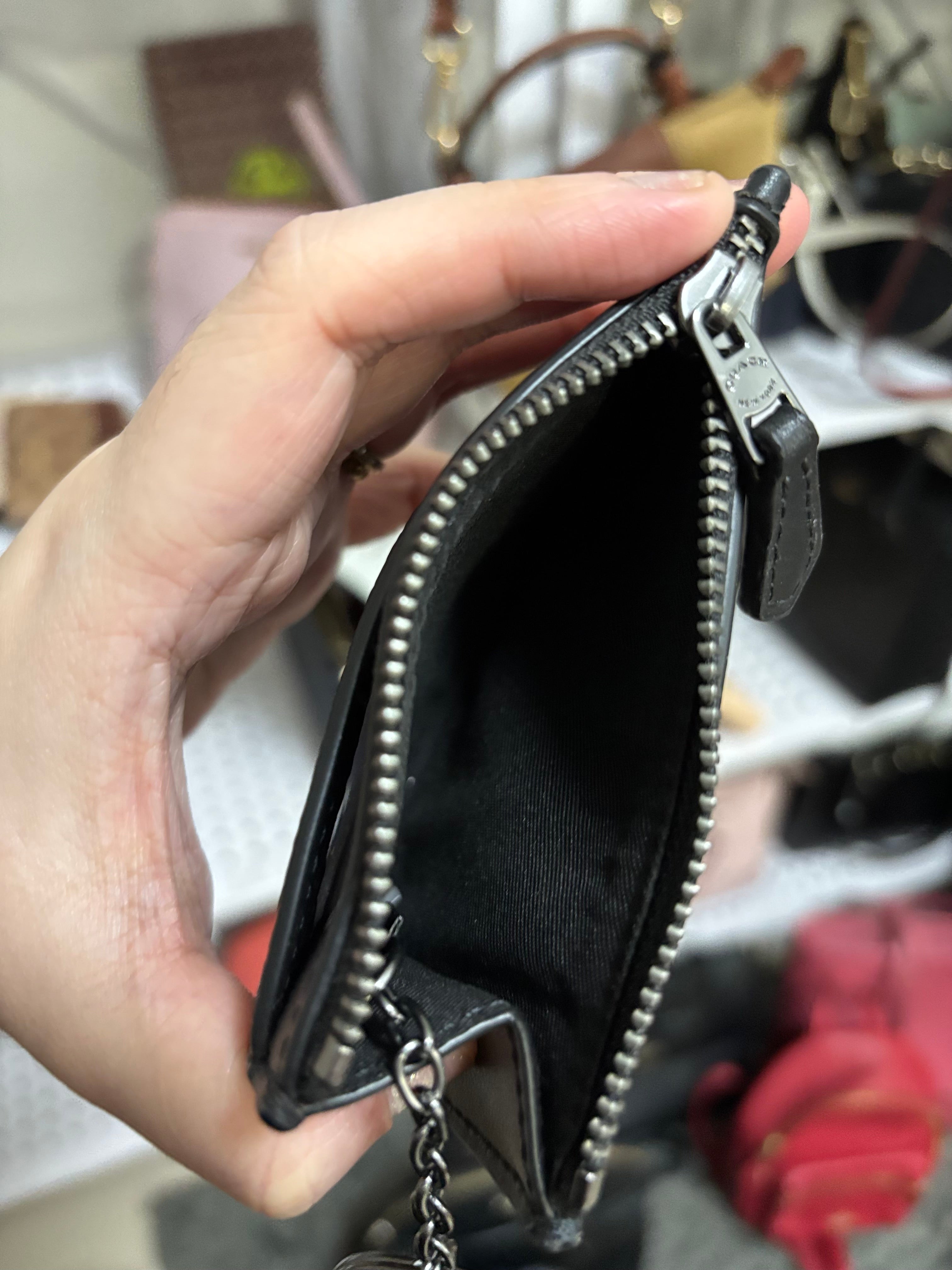 COACH Mini Skinny Id Case In Signature Canvas - Black