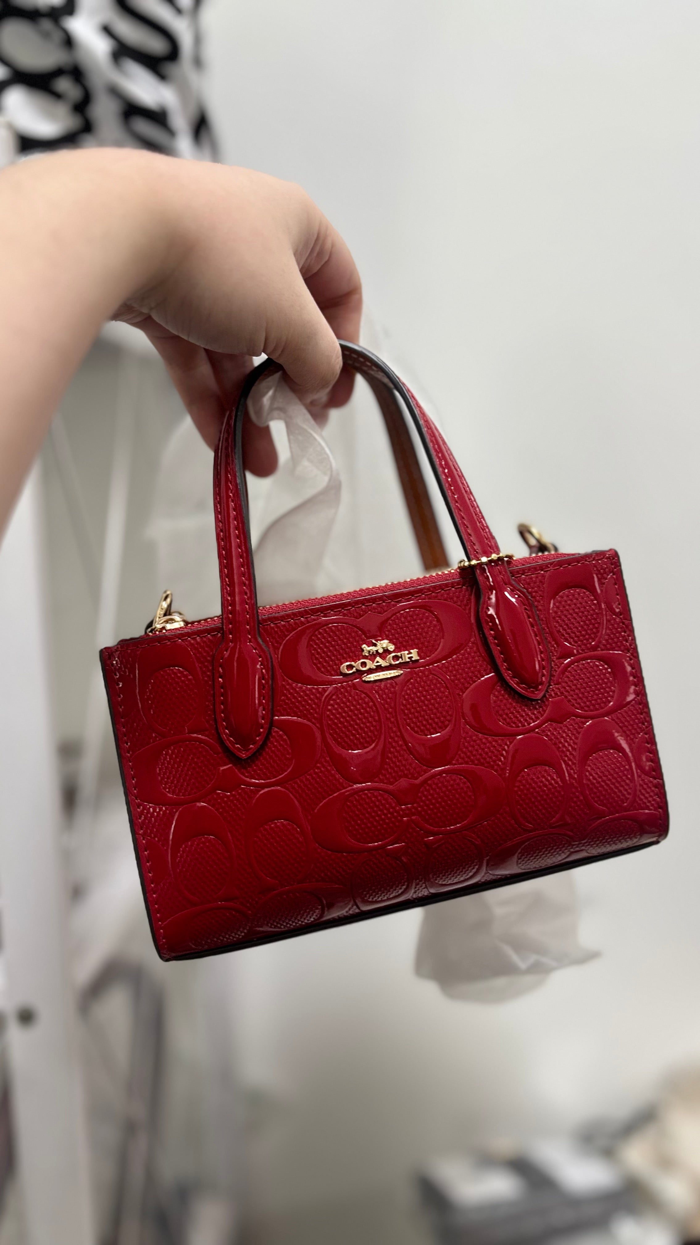 COACH Nina Mini Tote Patent Crossbody Bag