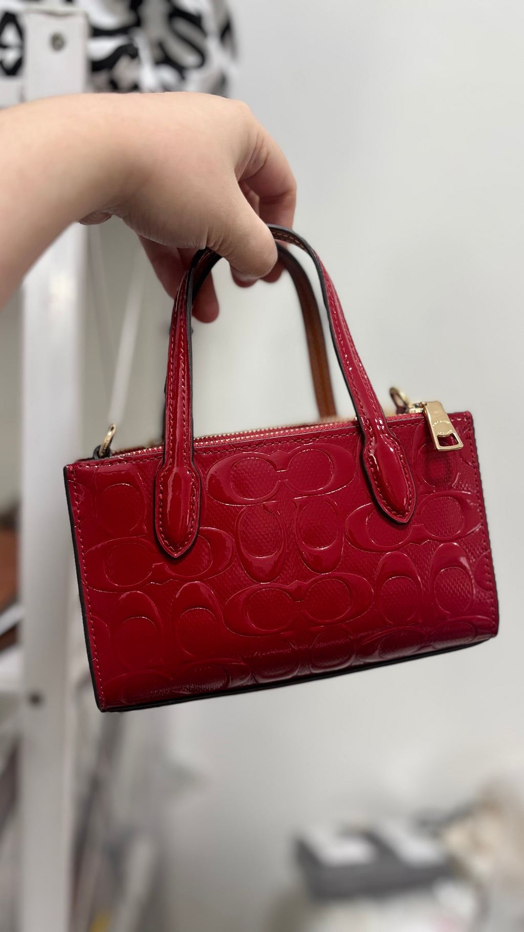 COACH Nina Mini Tote Patent Crossbody Bag