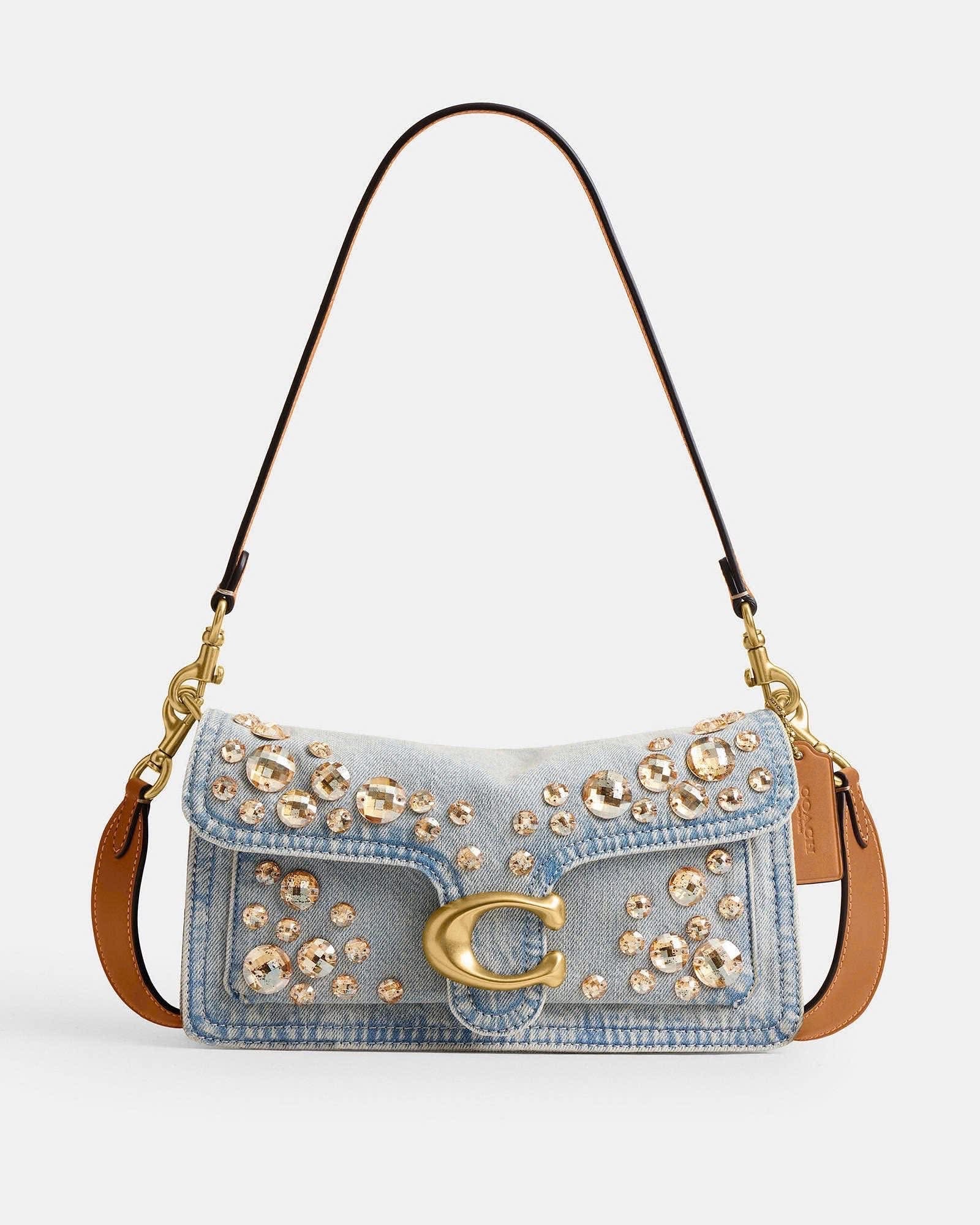 COACH Tabby Denim Shoulder Bag 26 With Crystal